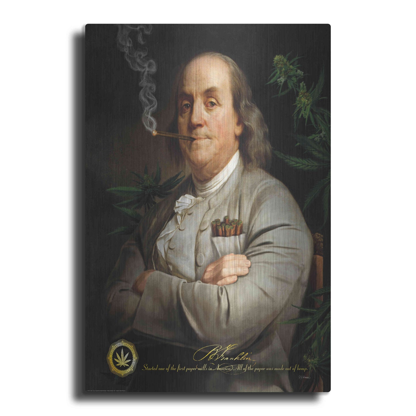 Luxe Metal Art 'Ben's Cigar' by JJ Brando, Metal Wall Art