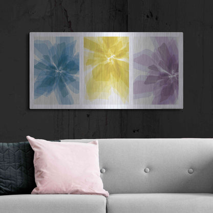 Luxe Metal Art 'Three Xray Flowers' by JJ Brando, Metal Wall Art,48x24