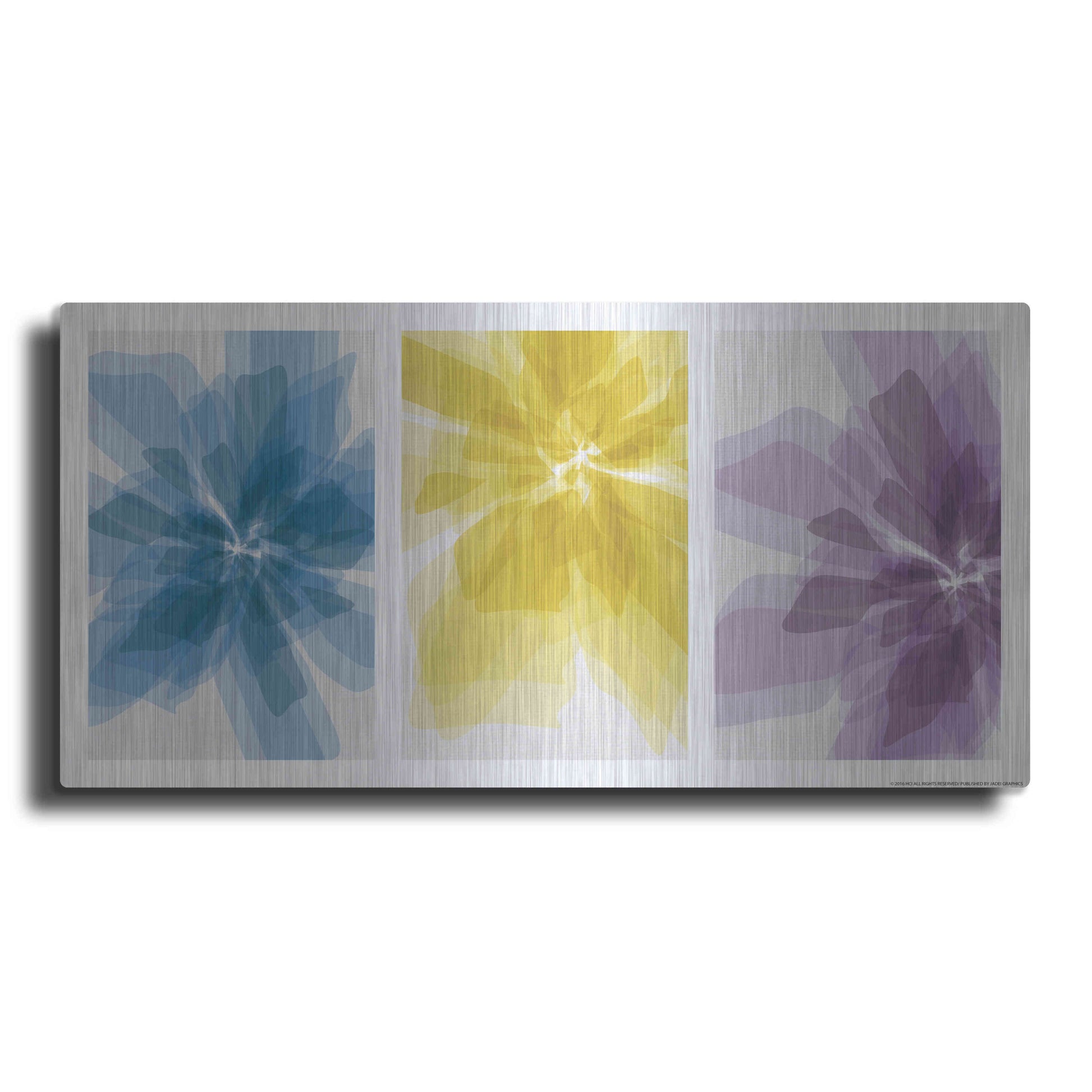 Luxe Metal Art 'Three Xray Flowers' by JJ Brando, Metal Wall Art