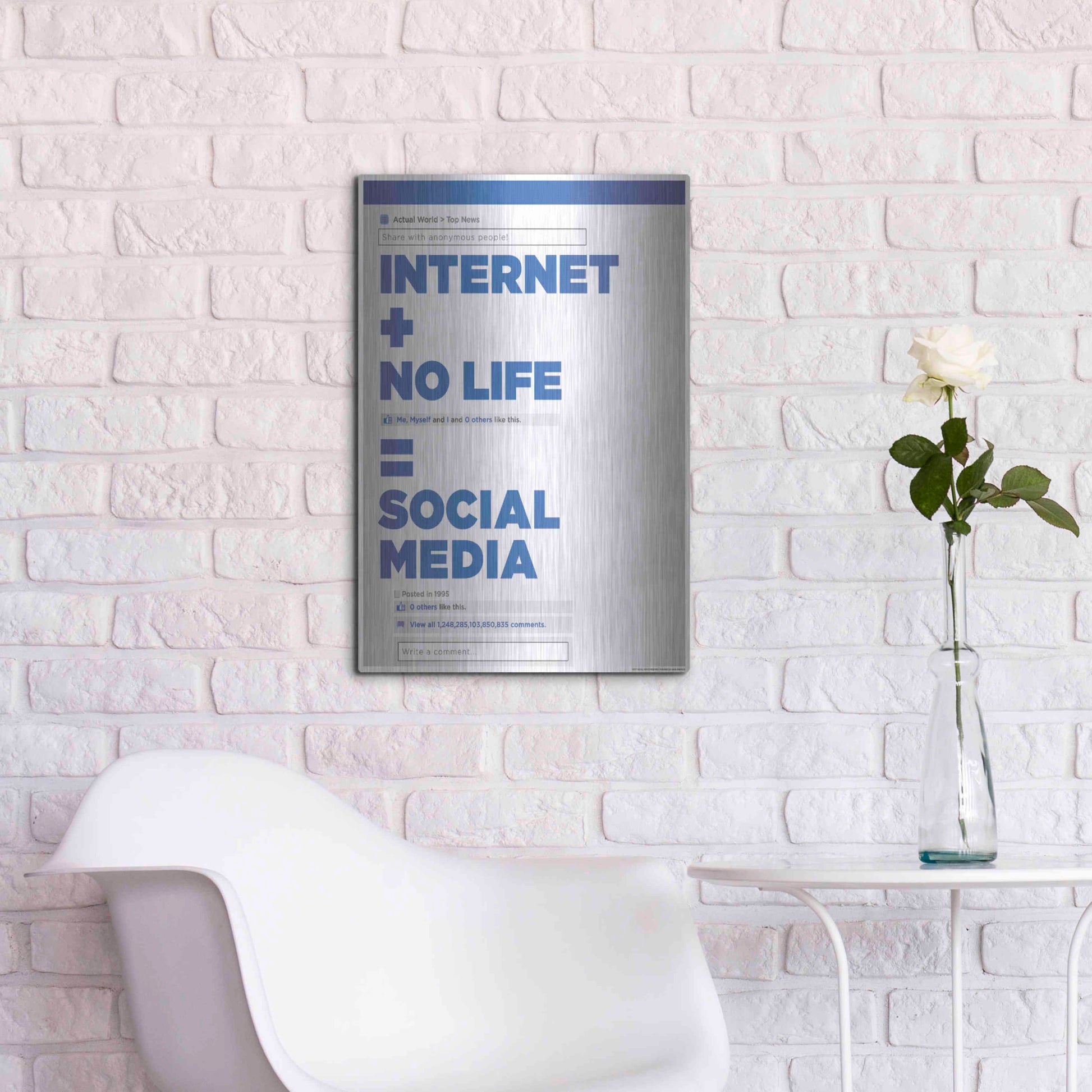 Luxe Metal Art 'Social Media' by JJ Brando, Metal Wall Art,16x24