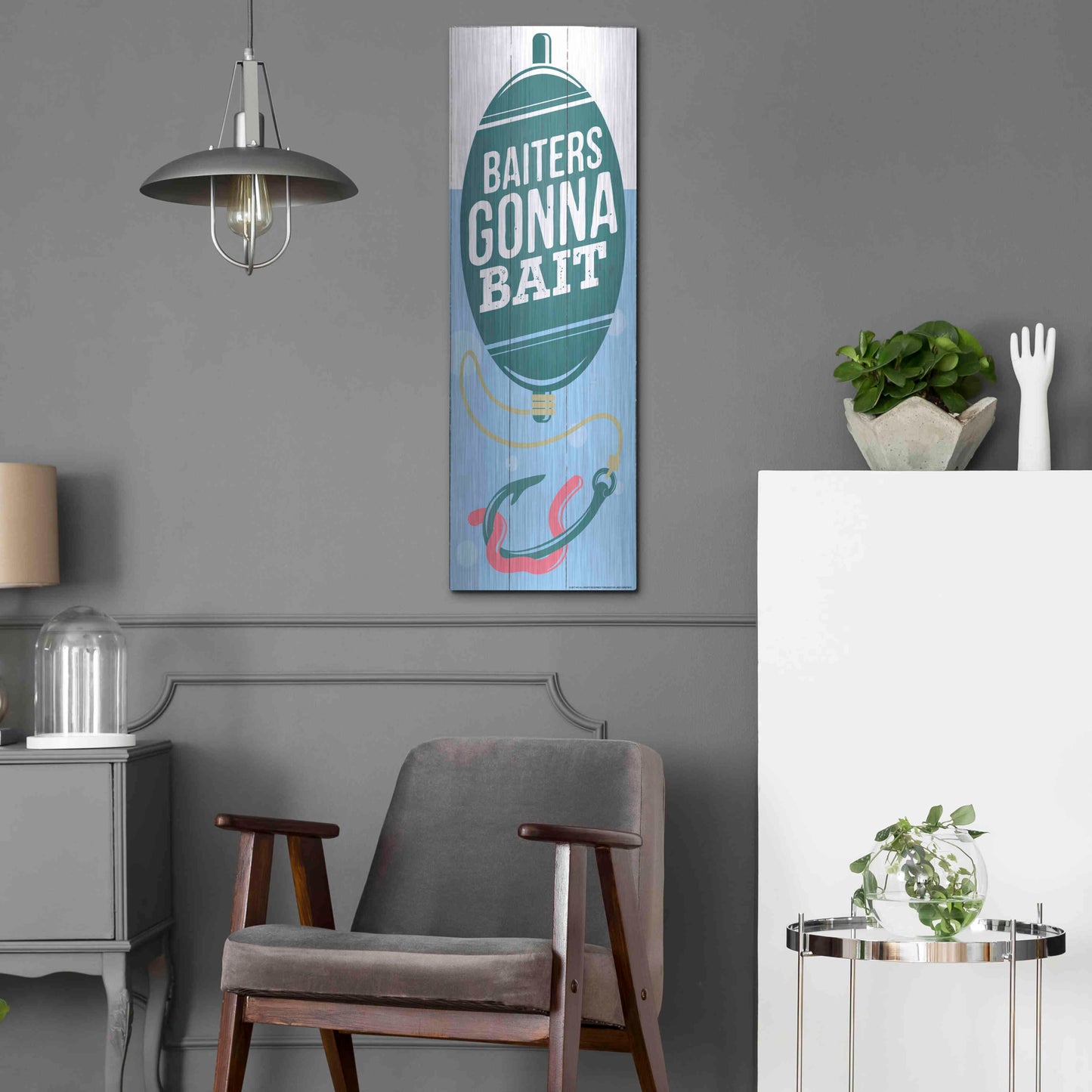 Luxe Metal Art 'Baiters Gonna' by JJ Brando, Metal Wall Art,12x36