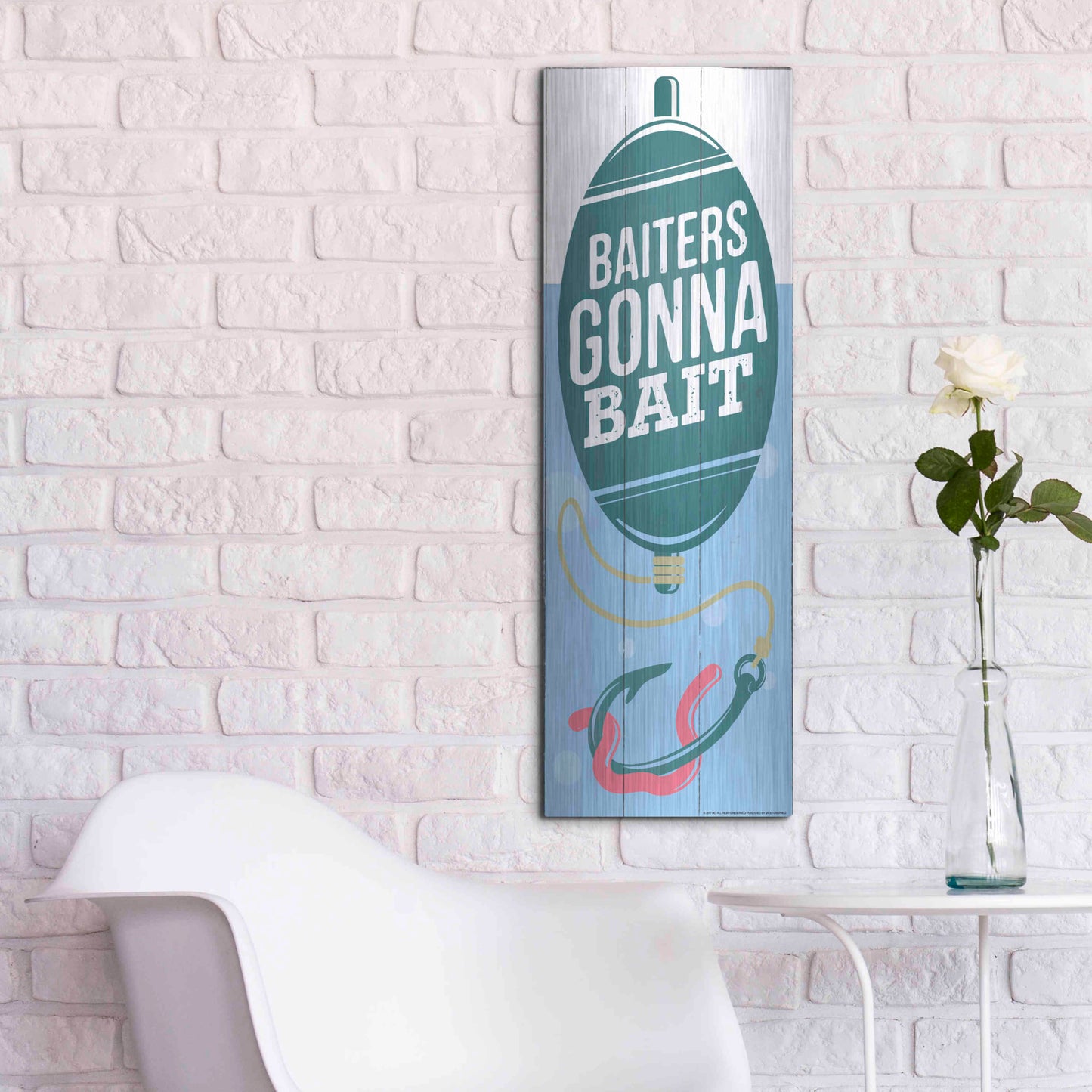 Luxe Metal Art 'Baiters Gonna' by JJ Brando, Metal Wall Art,12x36