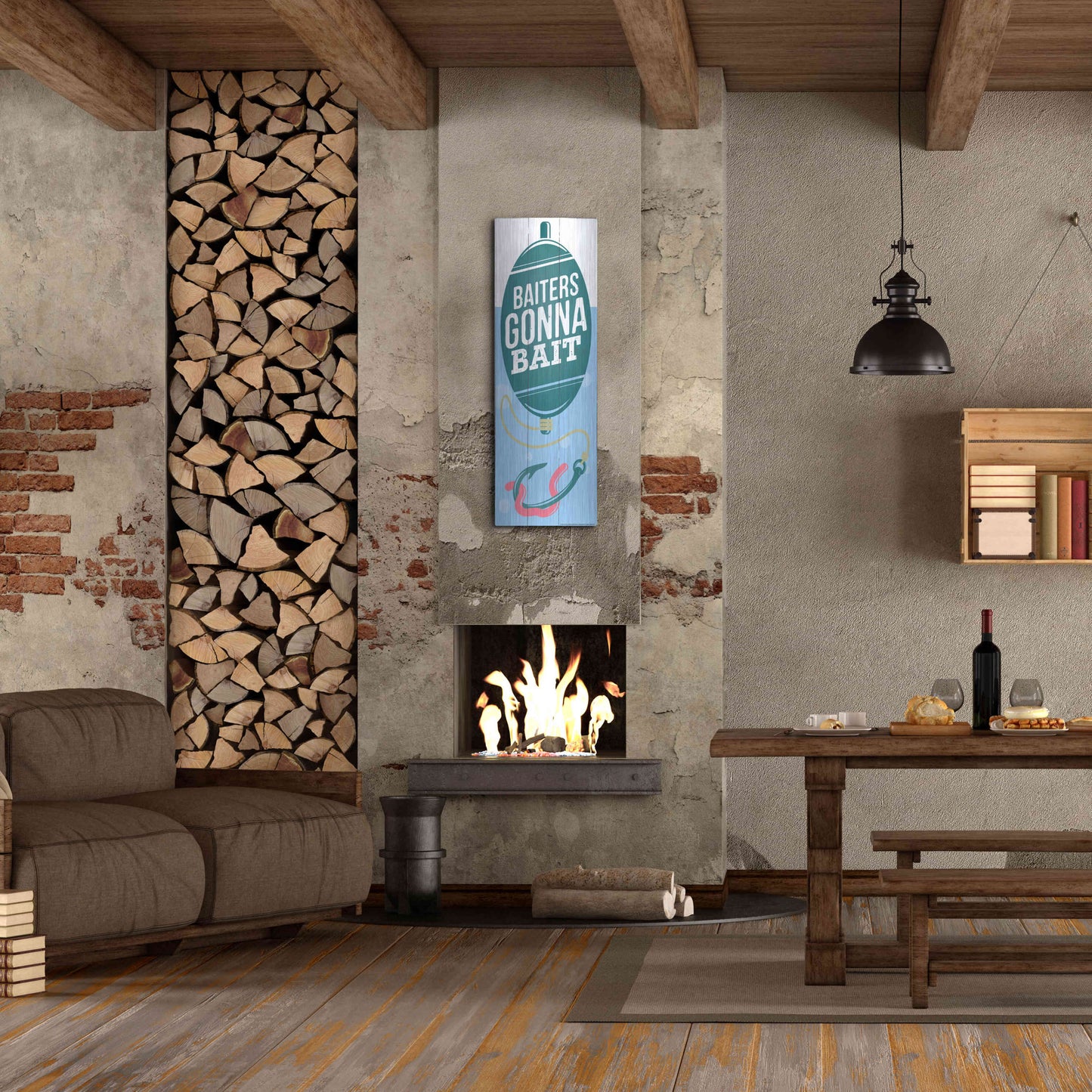 Luxe Metal Art 'Baiters Gonna' by JJ Brando, Metal Wall Art,16x48