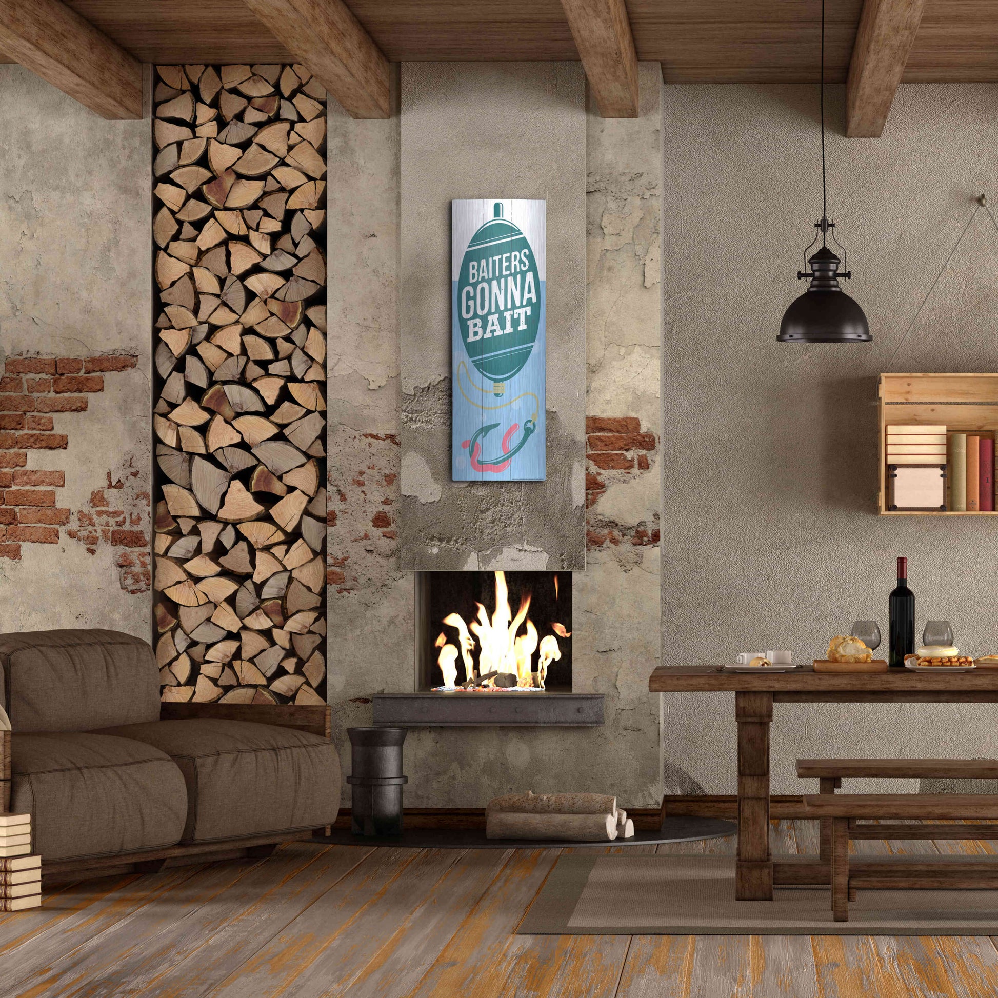 Luxe Metal Art 'Baiters Gonna' by JJ Brando, Metal Wall Art,16x48