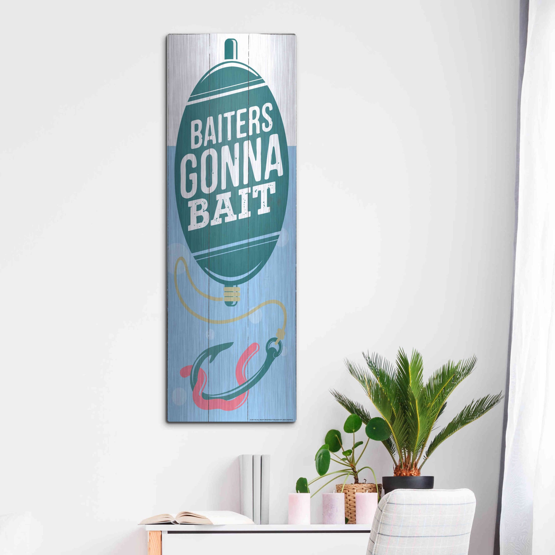 Luxe Metal Art 'Baiters Gonna' by JJ Brando, Metal Wall Art,16x48