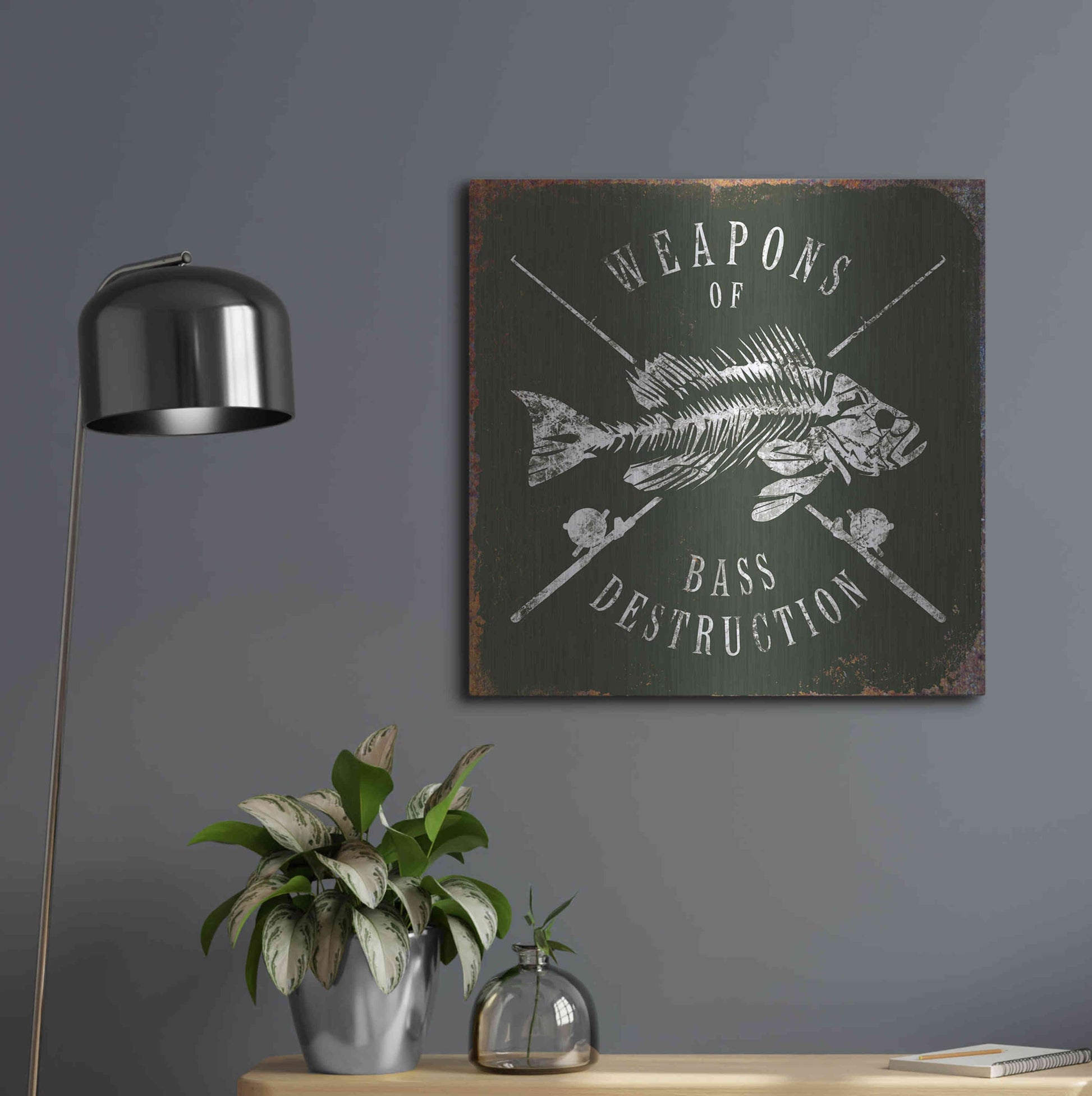 Luxe Metal Art 'Weapons Of Bass' by JJ Brando, Metal Wall Art,24x24