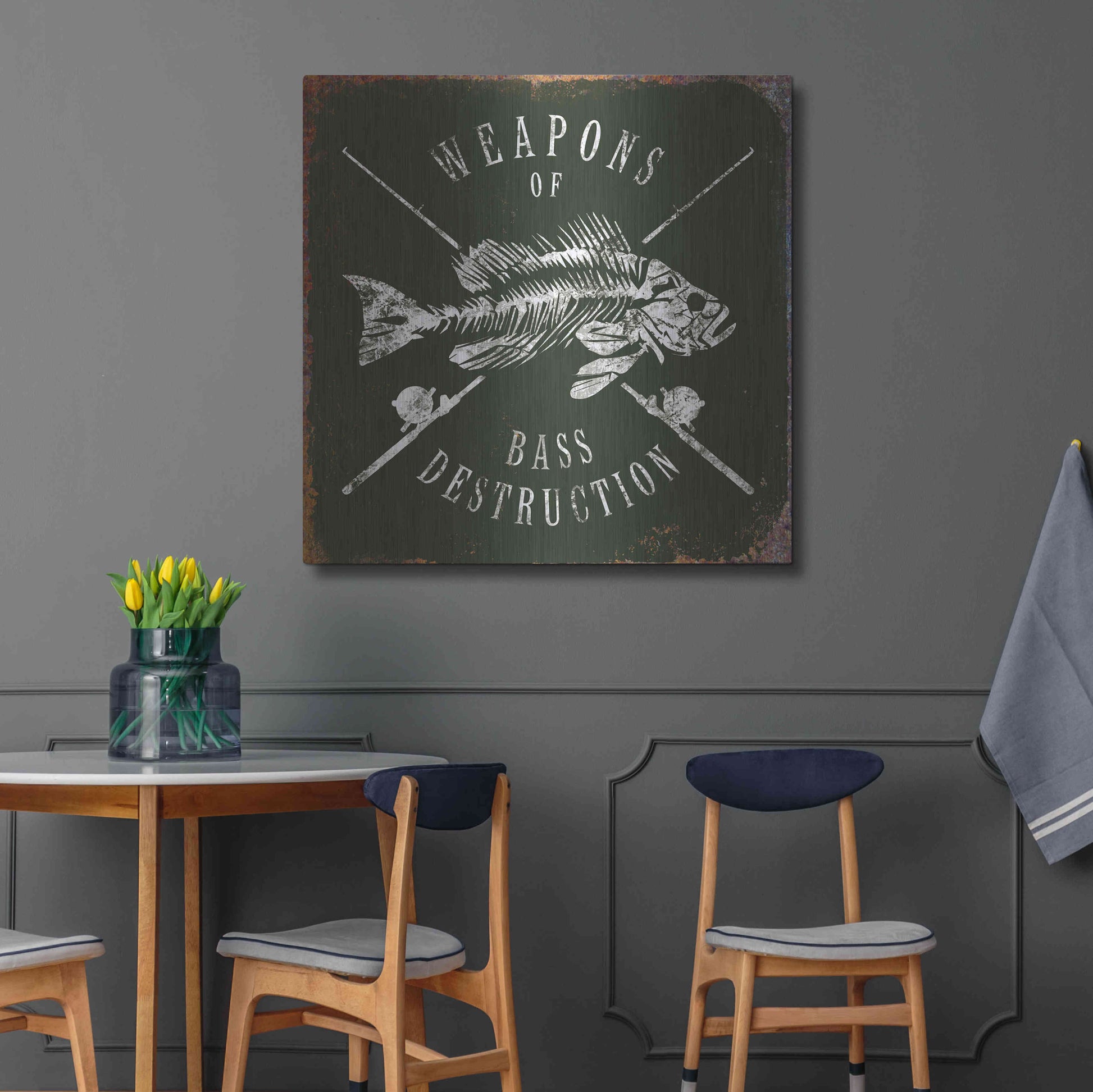 Luxe Metal Art 'Weapons Of Bass' by JJ Brando, Metal Wall Art,36x36