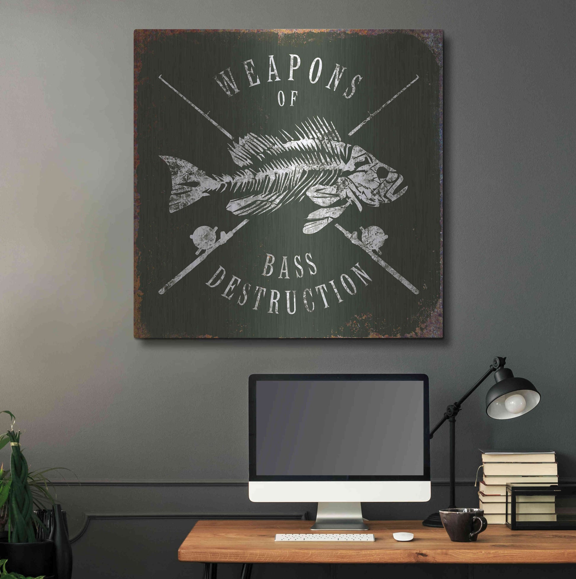 Luxe Metal Art 'Weapons Of Bass' by JJ Brando, Metal Wall Art,36x36