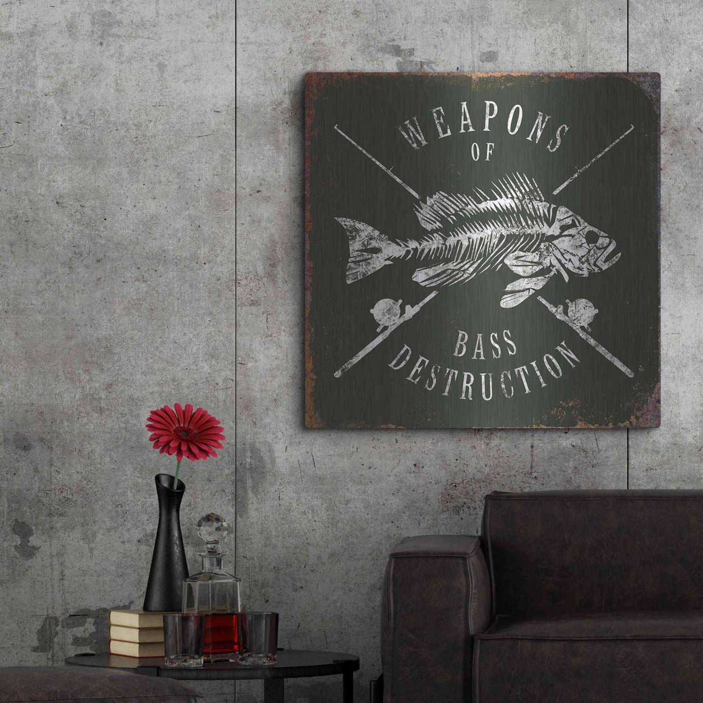 Luxe Metal Art 'Weapons Of Bass' by JJ Brando, Metal Wall Art,36x36