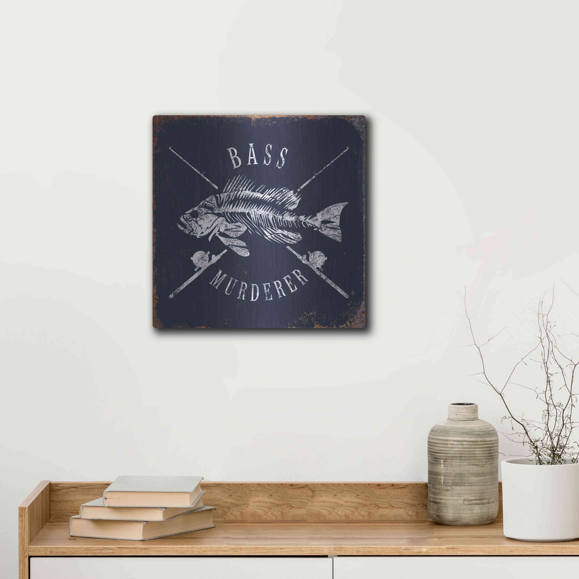 Luxe Metal Art 'Bass Murderer' by JJ Brando, Metal Wall Art,12x12