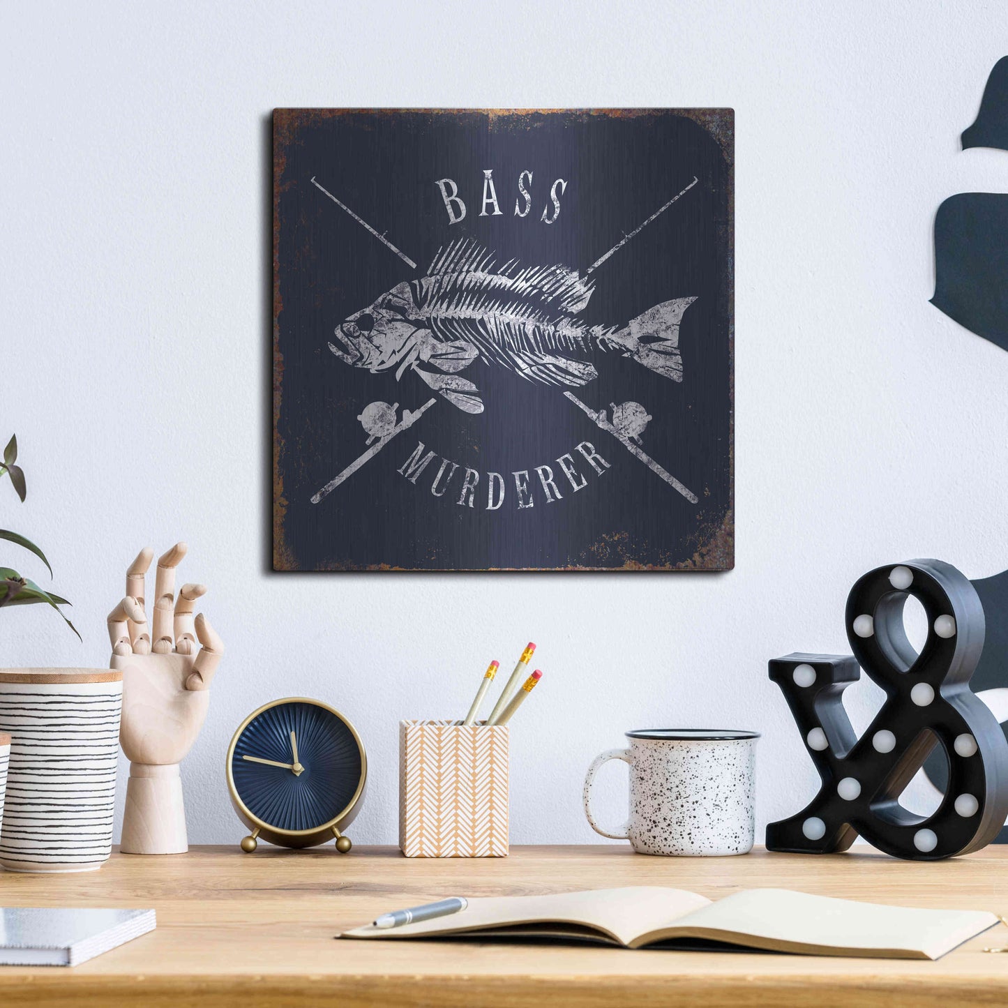 Luxe Metal Art 'Bass Murderer' by JJ Brando, Metal Wall Art,12x12