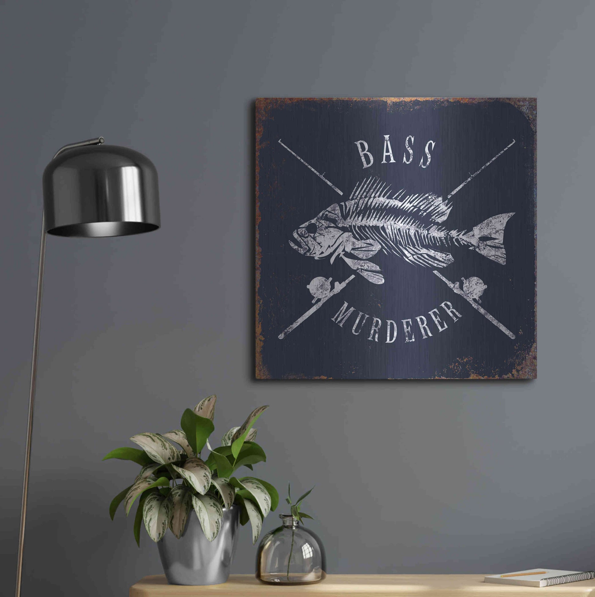 Luxe Metal Art 'Bass Murderer' by JJ Brando, Metal Wall Art,24x24