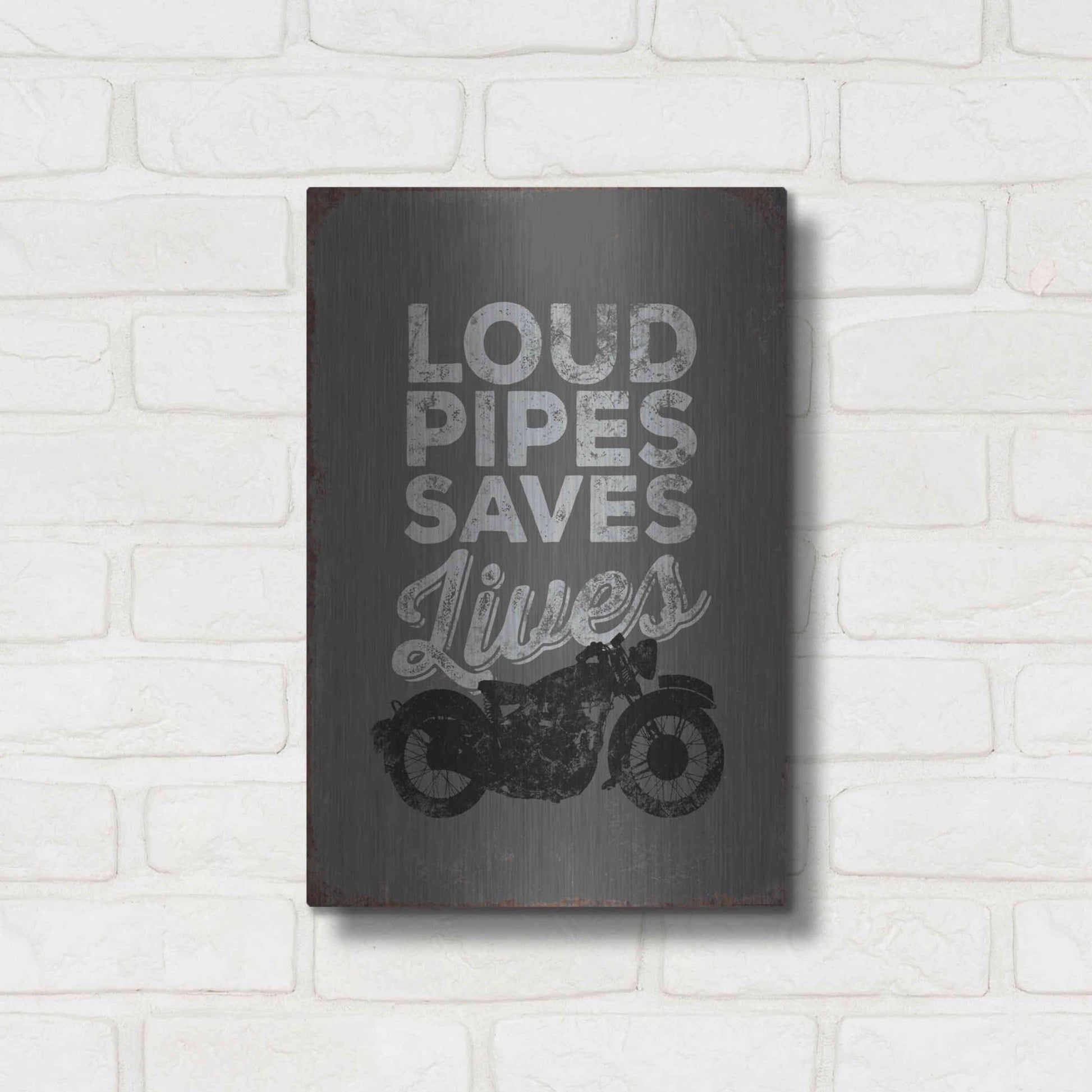 Luxe Metal Art 'Loud Pipes' by JJ Brando, Metal Wall Art,12x16