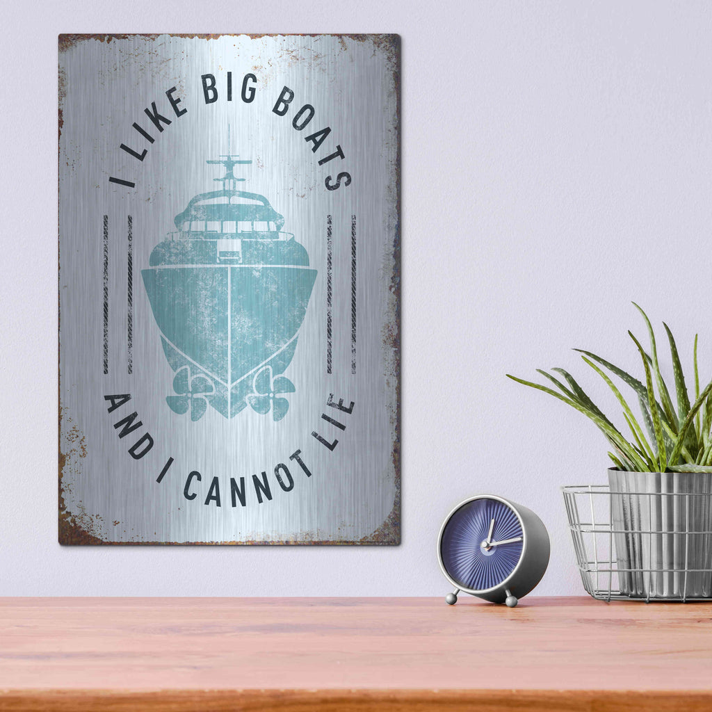 Luxe Metal Art 'I Like Big Boats' by JJ Brando, Metal Wall Art,12x16