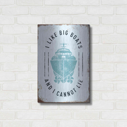 Luxe Metal Art 'I Like Big Boats' by JJ Brando, Metal Wall Art,16x24