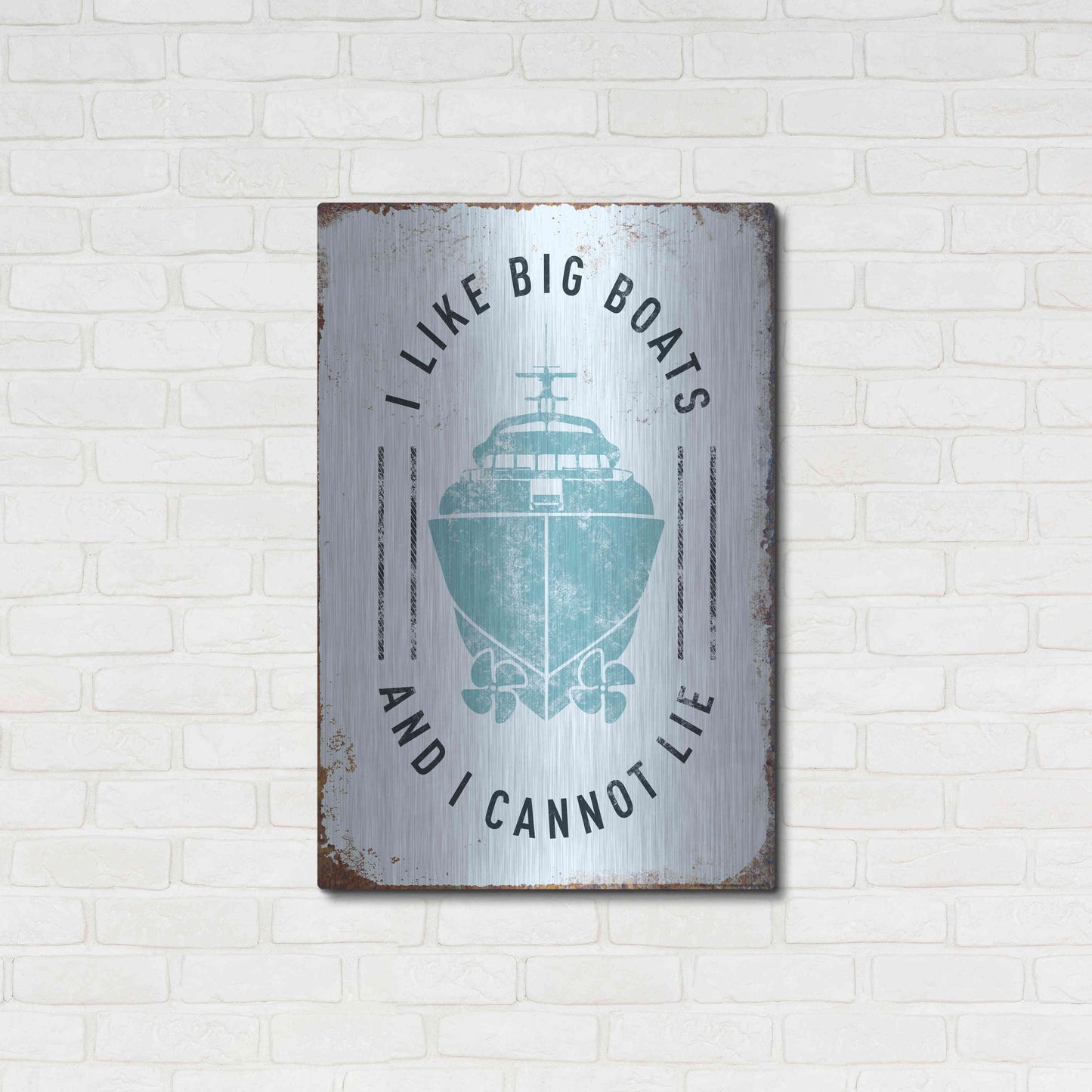 Luxe Metal Art 'I Like Big Boats' by JJ Brando, Metal Wall Art,24x36