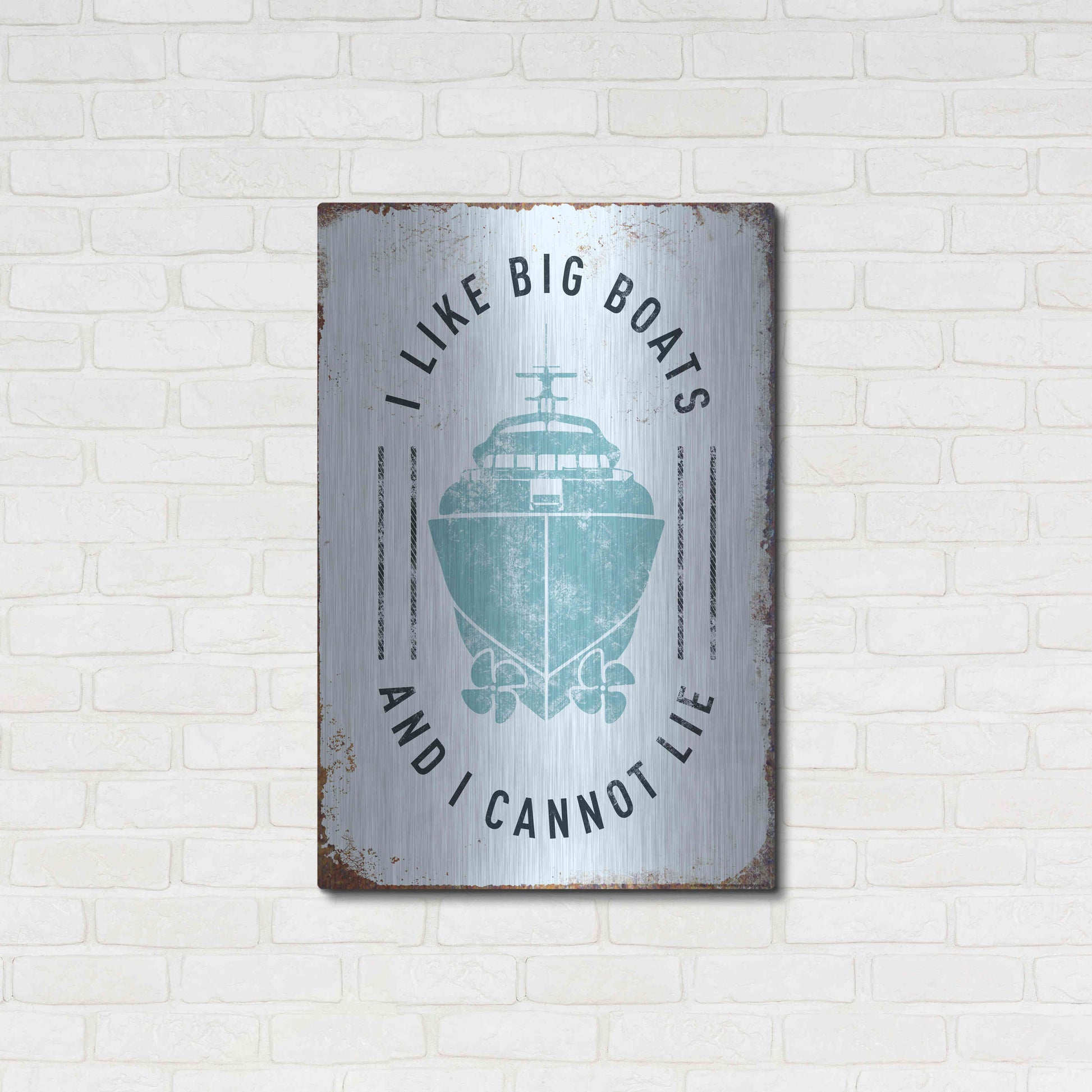 Luxe Metal Art 'I Like Big Boats' by JJ Brando, Metal Wall Art,24x36