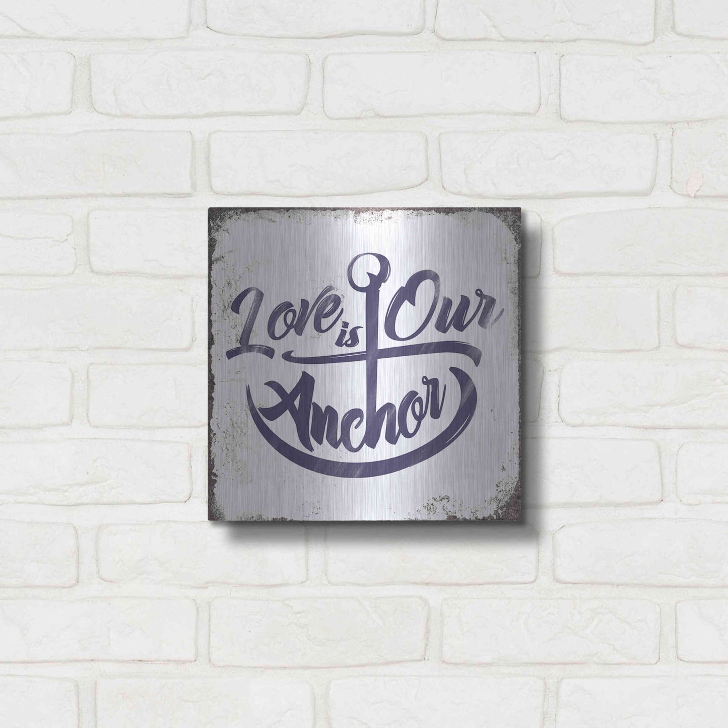 Luxe Metal Art 'Love Anchor' by JJ Brando, Metal Wall Art,12x12