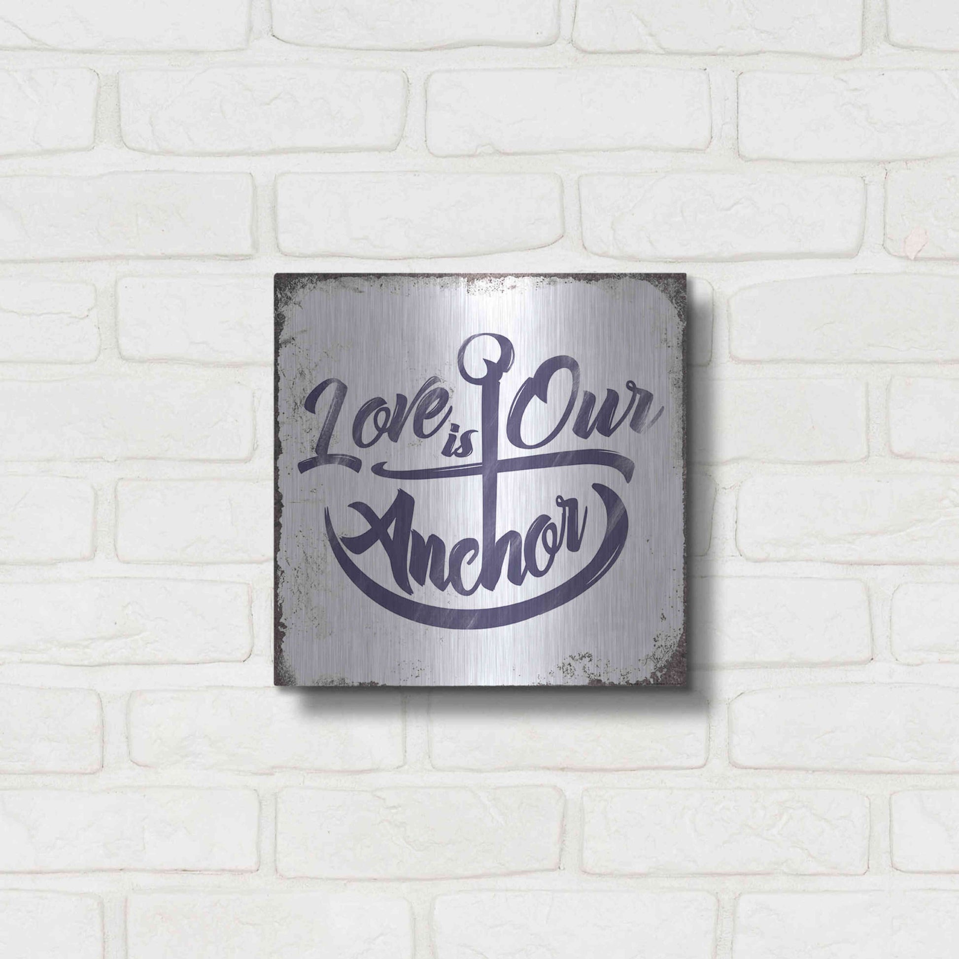 Luxe Metal Art 'Love Anchor' by JJ Brando, Metal Wall Art,12x12