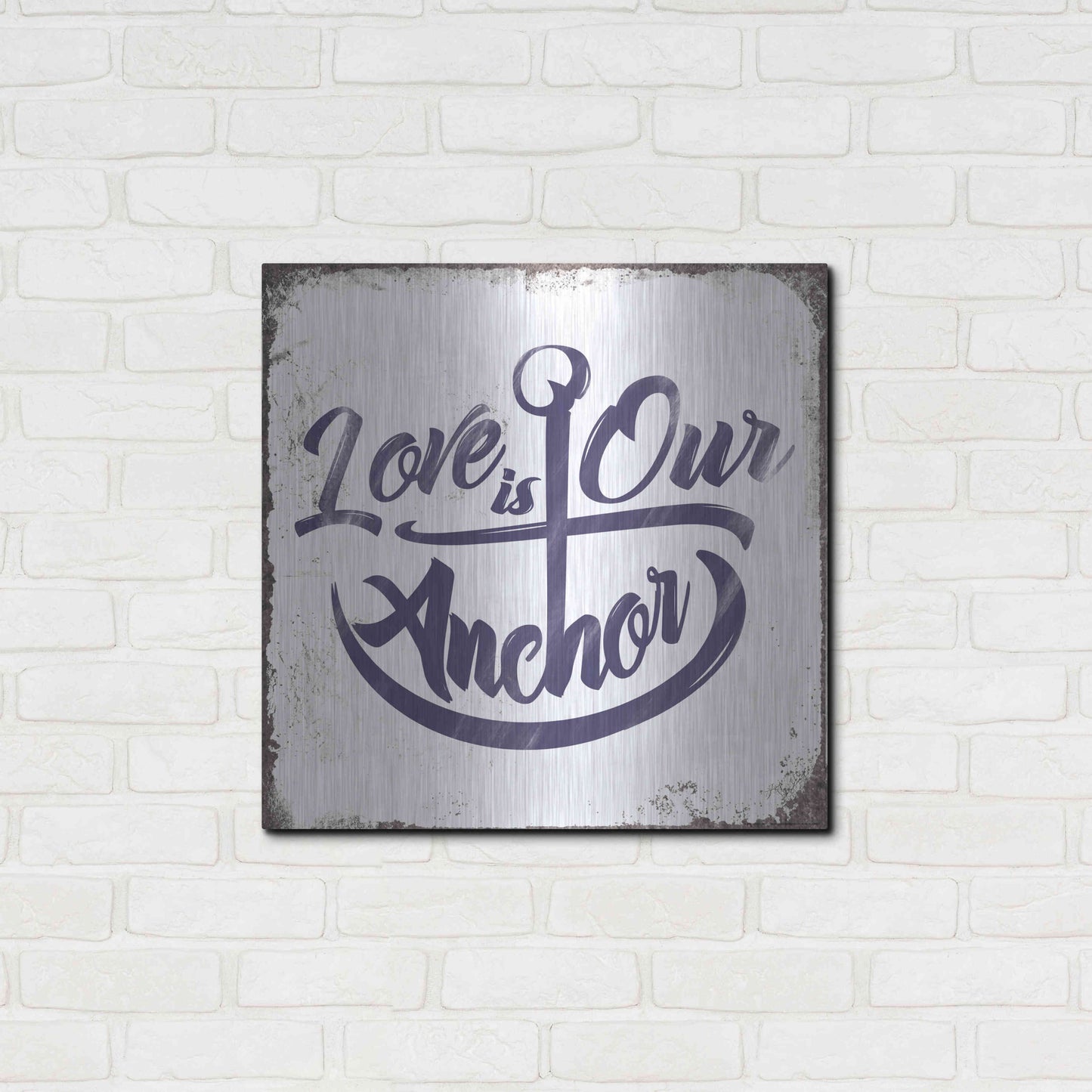 Luxe Metal Art 'Love Anchor' by JJ Brando, Metal Wall Art,24x24