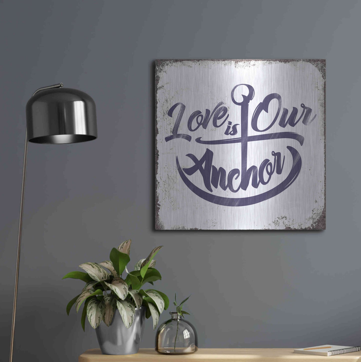 Luxe Metal Art 'Love Anchor' by JJ Brando, Metal Wall Art,24x24