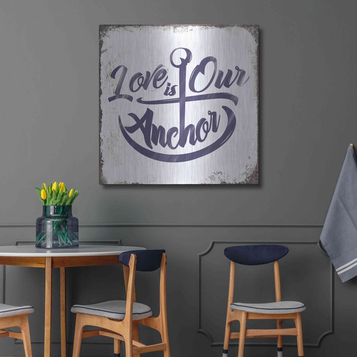 Luxe Metal Art 'Love Anchor' by JJ Brando, Metal Wall Art,36x36