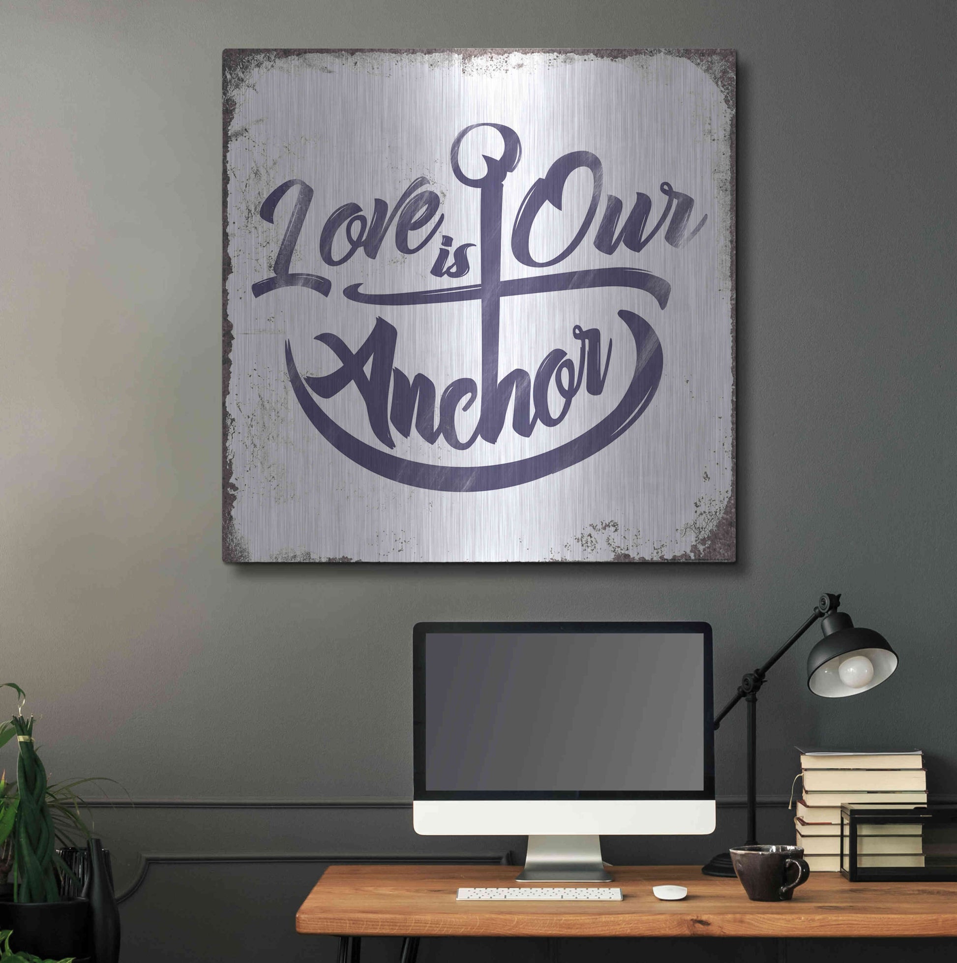 Luxe Metal Art 'Love Anchor' by JJ Brando, Metal Wall Art,36x36