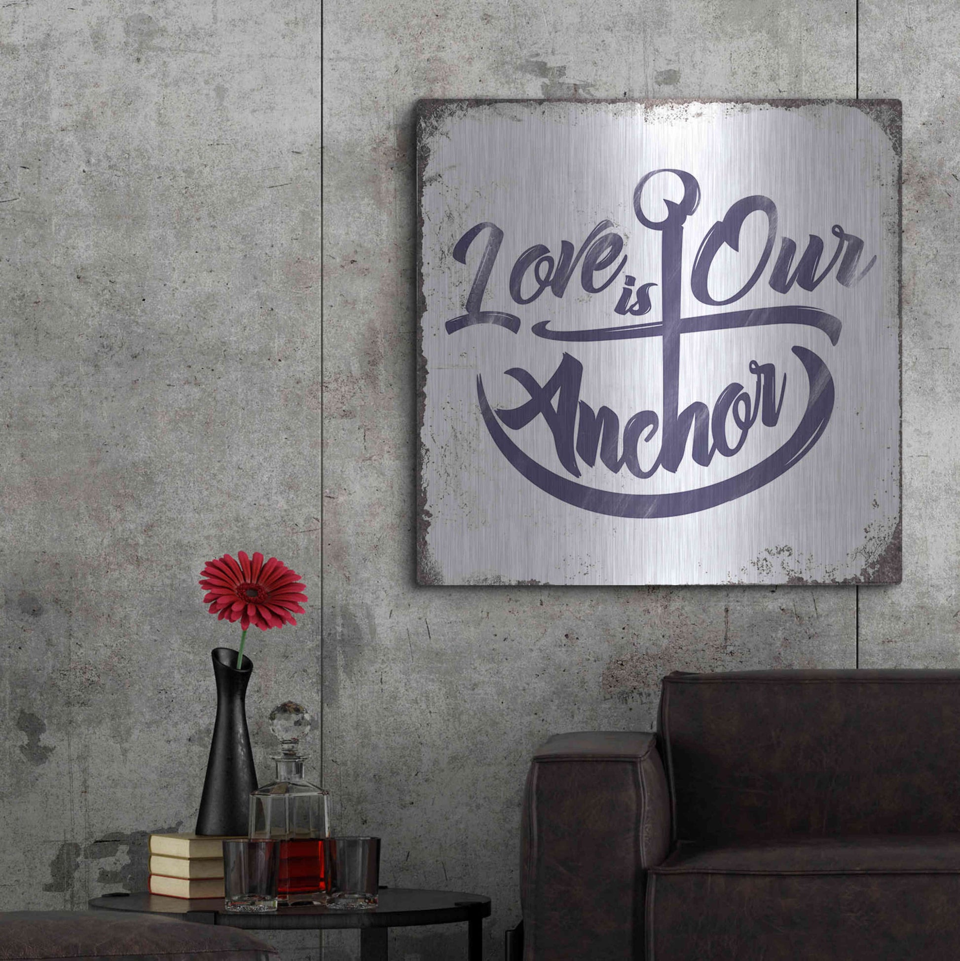 Luxe Metal Art 'Love Anchor' by JJ Brando, Metal Wall Art,36x36