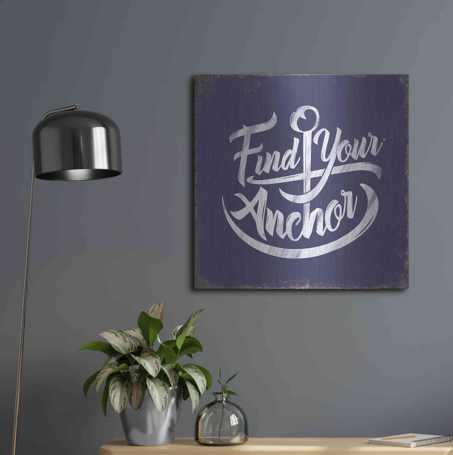 Luxe Metal Art 'Find Anchor' by JJ Brando, Metal Wall Art,24x24