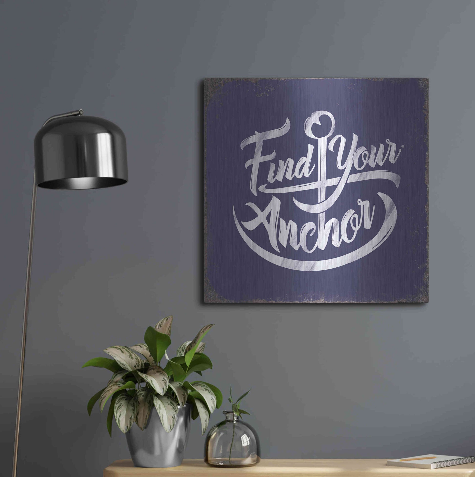 Luxe Metal Art 'Find Anchor' by JJ Brando, Metal Wall Art,24x24