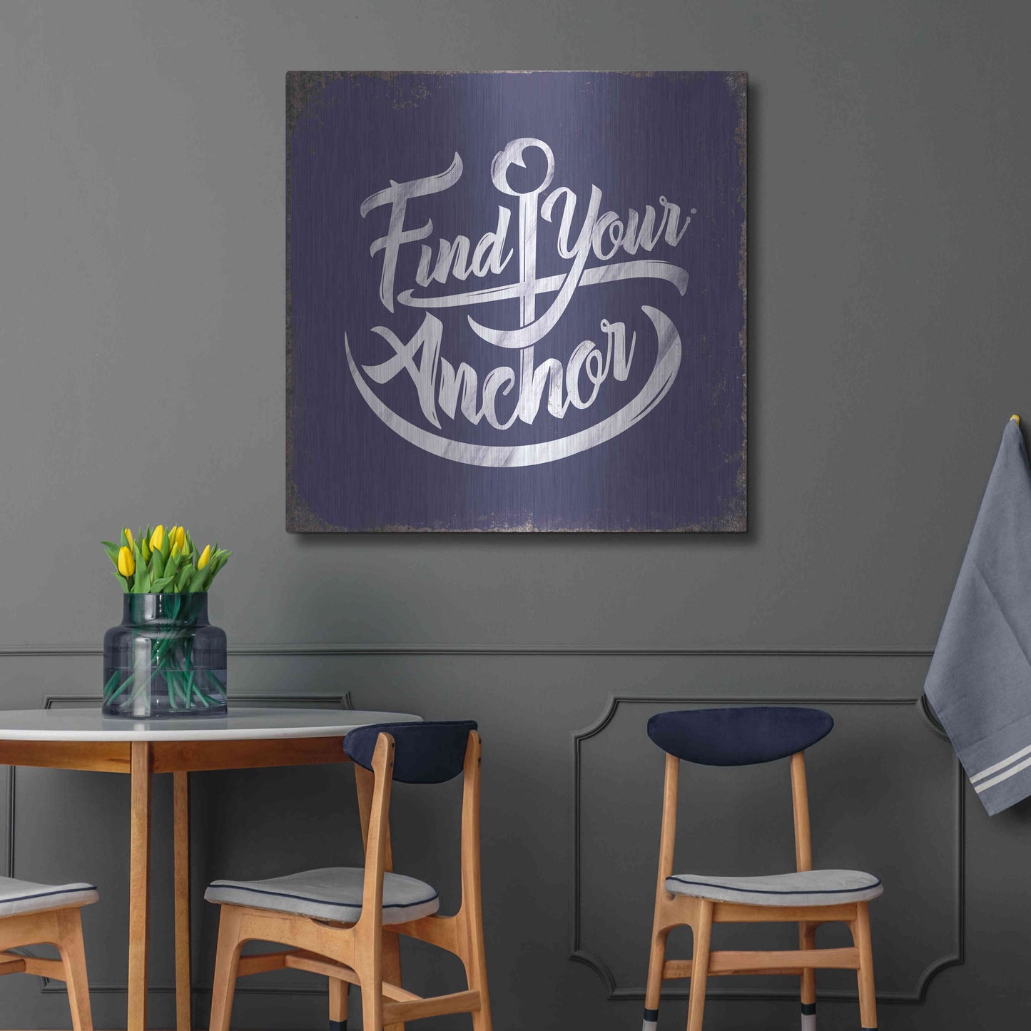 Luxe Metal Art 'Find Anchor' by JJ Brando, Metal Wall Art,36x36