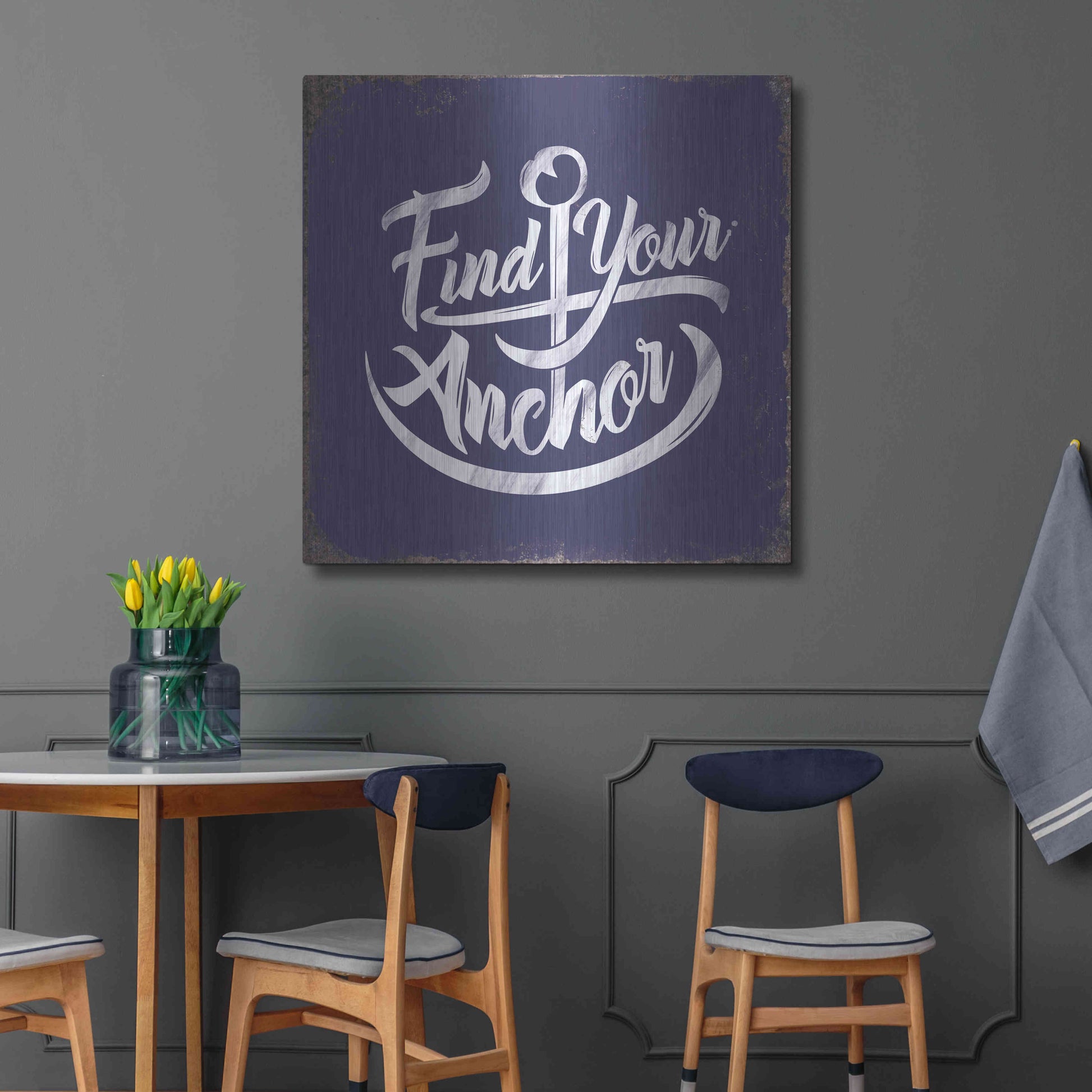 Luxe Metal Art 'Find Anchor' by JJ Brando, Metal Wall Art,36x36