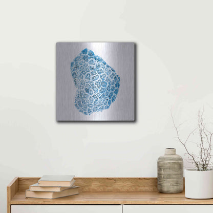 Luxe Metal Art 'Blue Coral' by JJ Brando, Metal Wall Art,12x12