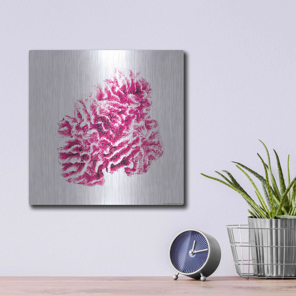 Luxe Metal Art 'Red Coral' by JJ Brando, Metal Wall Art,12x12