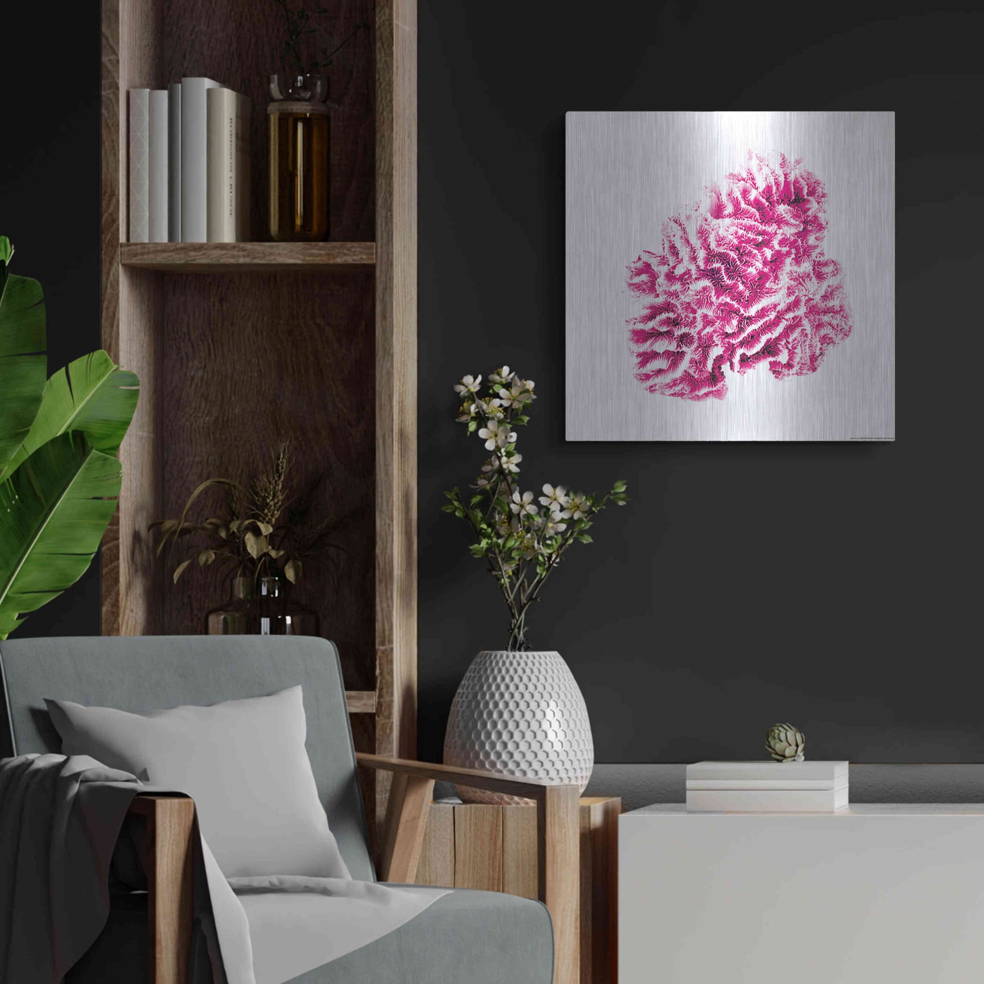 Luxe Metal Art 'Red Coral' by JJ Brando, Metal Wall Art,24x24