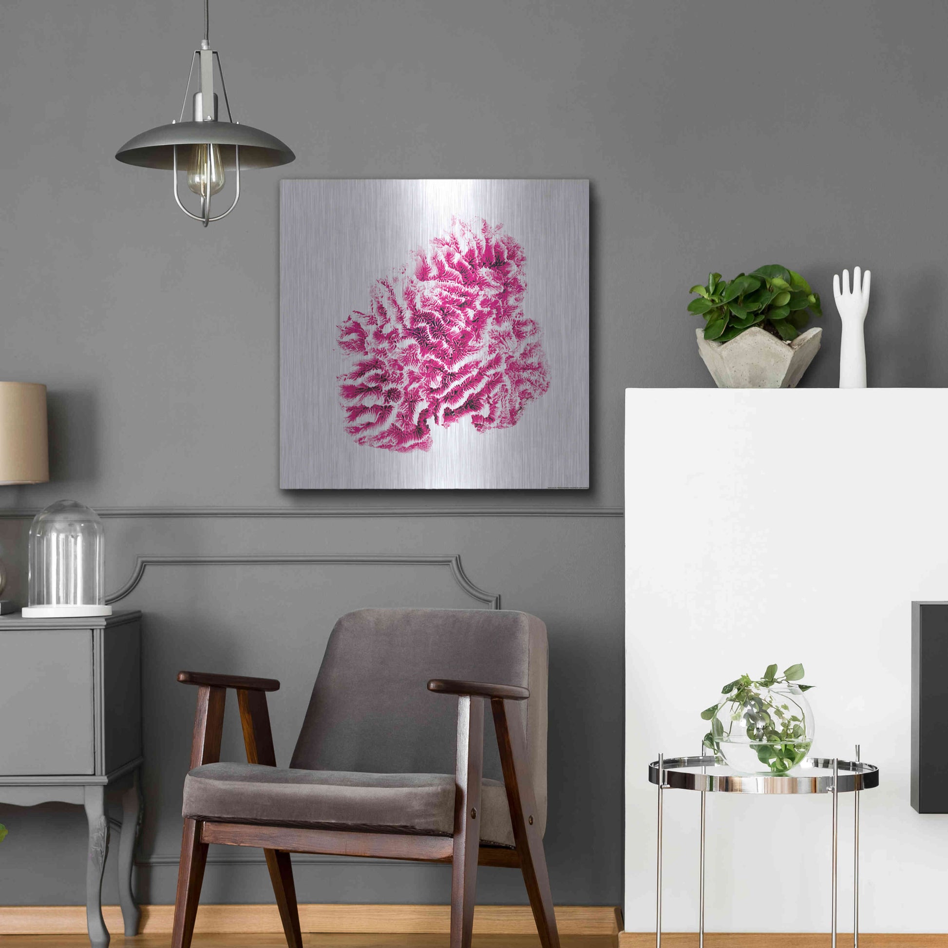 Luxe Metal Art 'Red Coral' by JJ Brando, Metal Wall Art,24x24