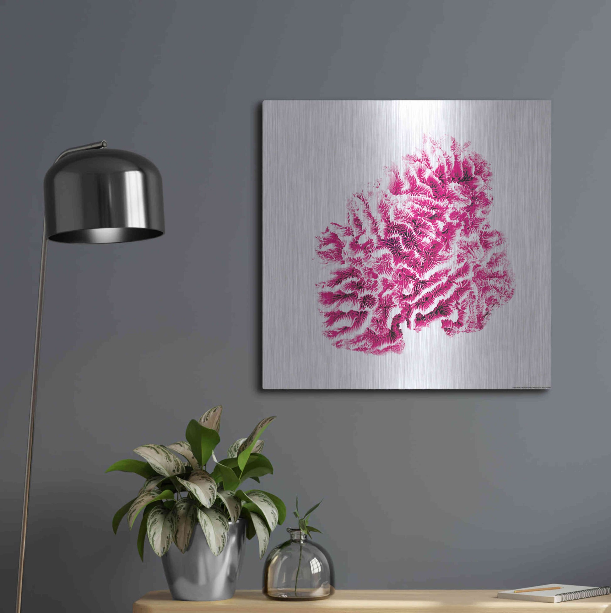 Luxe Metal Art 'Red Coral' by JJ Brando, Metal Wall Art,24x24