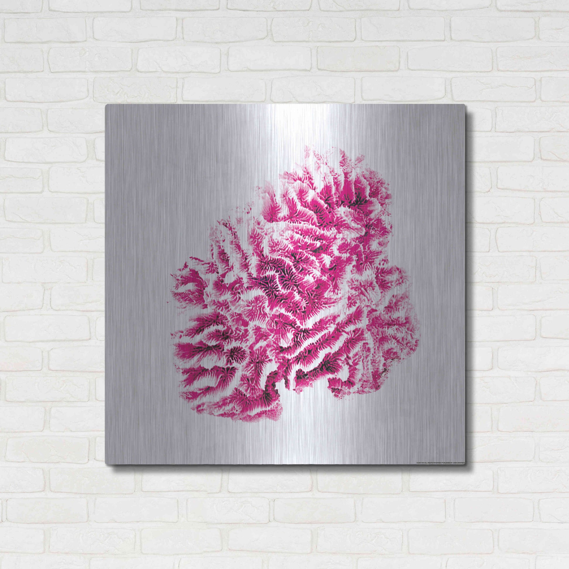 Luxe Metal Art 'Red Coral' by JJ Brando, Metal Wall Art,36x36