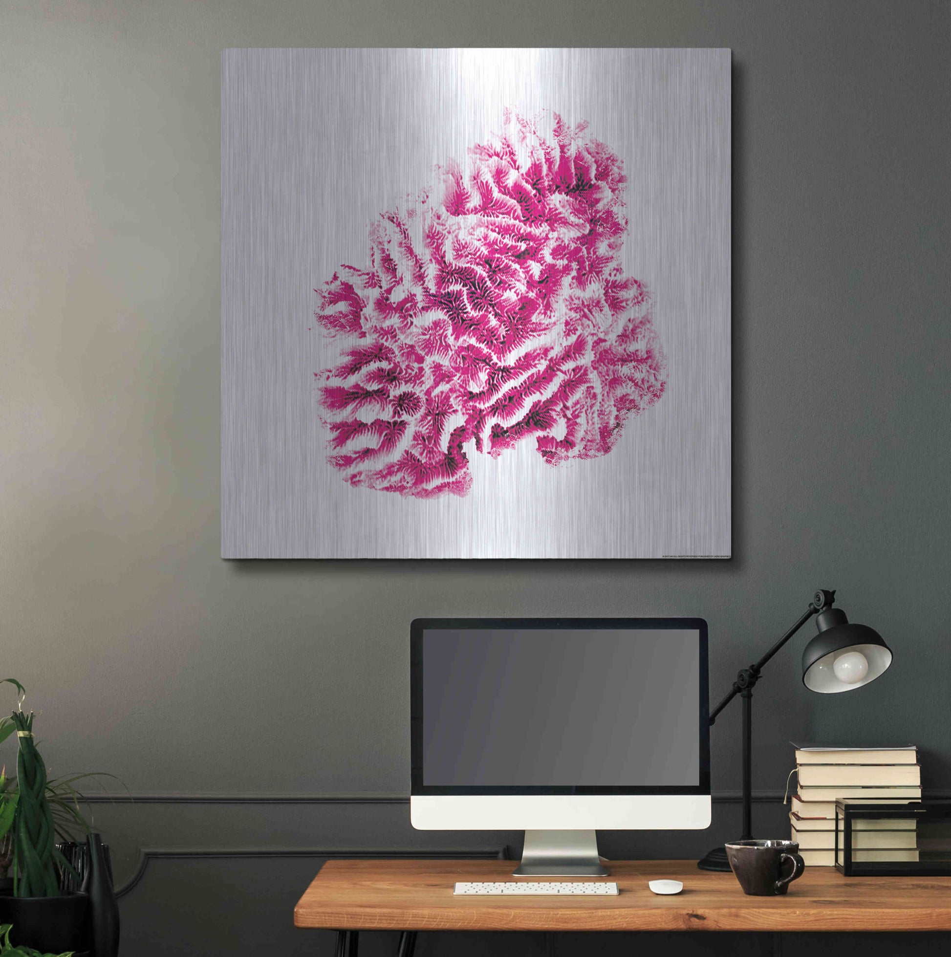 Luxe Metal Art 'Red Coral' by JJ Brando, Metal Wall Art,36x36