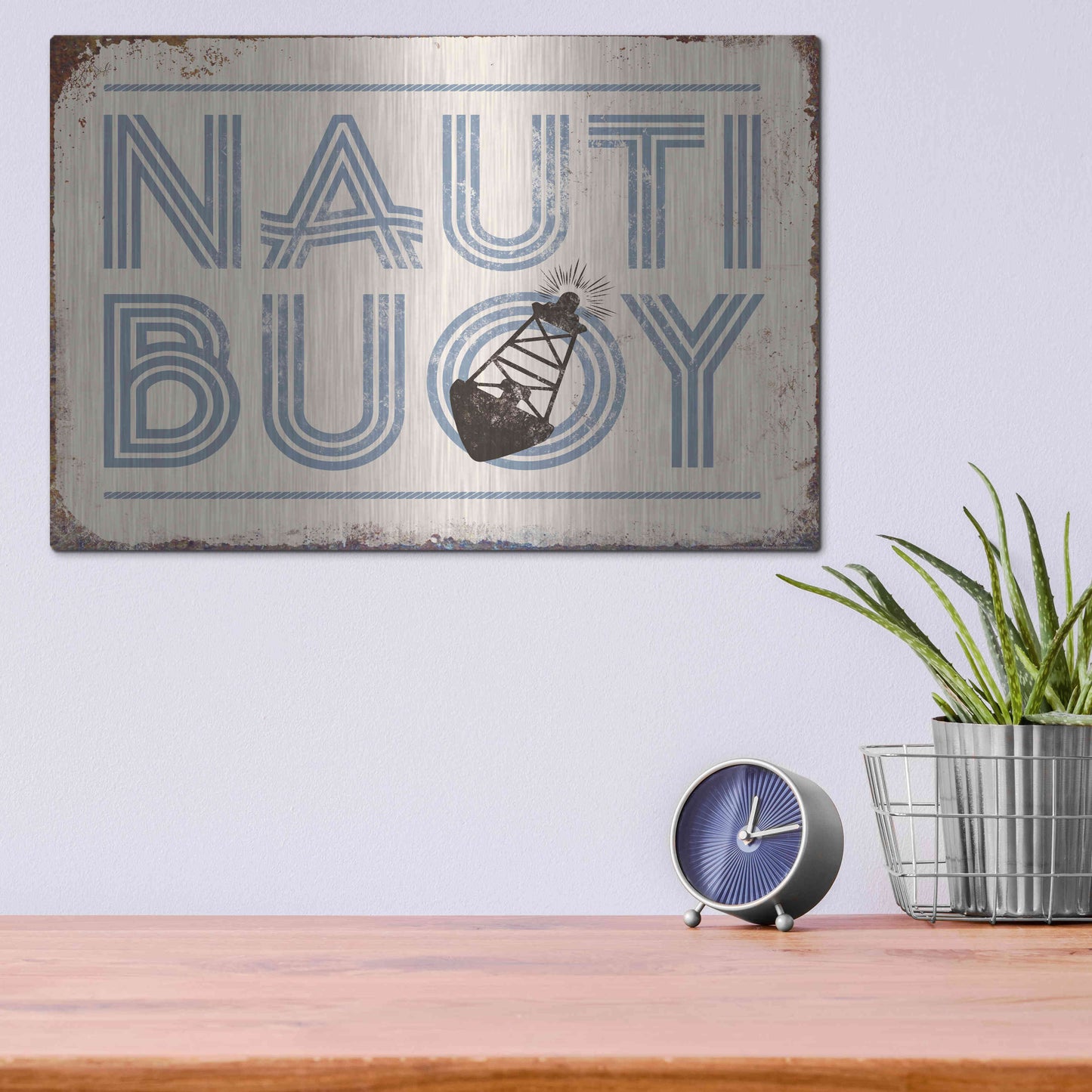 Luxe Metal Art 'Nautibuoy' by JJ Brando, Metal Wall Art,16x12