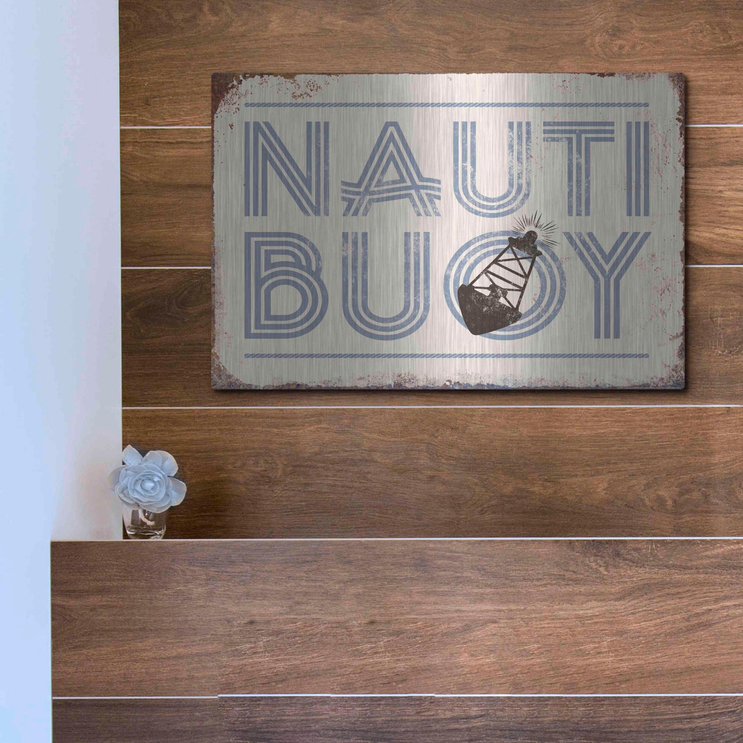 Luxe Metal Art 'Nautibuoy' by JJ Brando, Metal Wall Art,16x12
