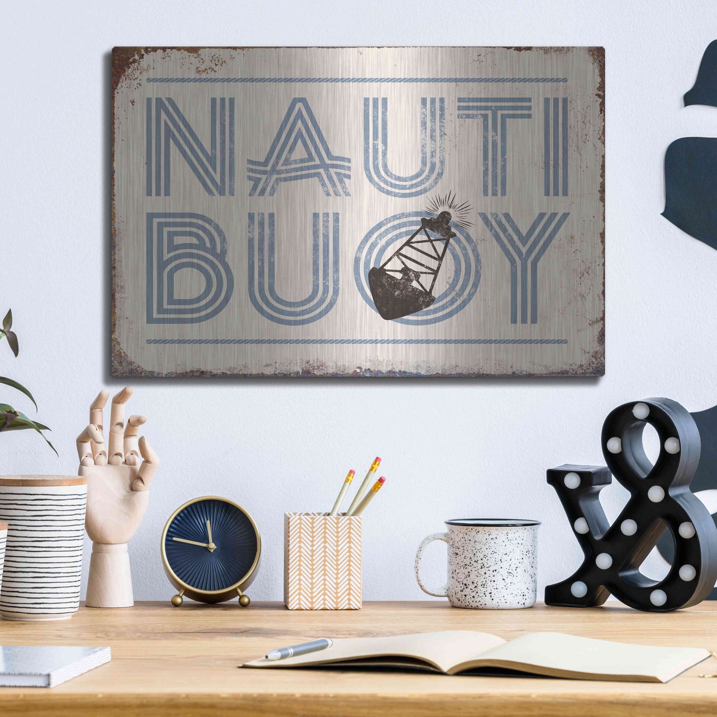 Luxe Metal Art 'Nautibuoy' by JJ Brando, Metal Wall Art,16x12