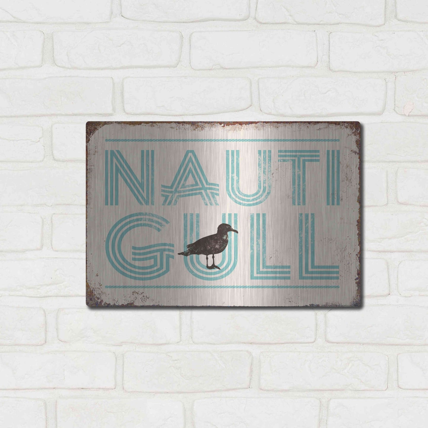 Luxe Metal Art 'Nautigull' by JJ Brando, Metal Wall Art,16x12