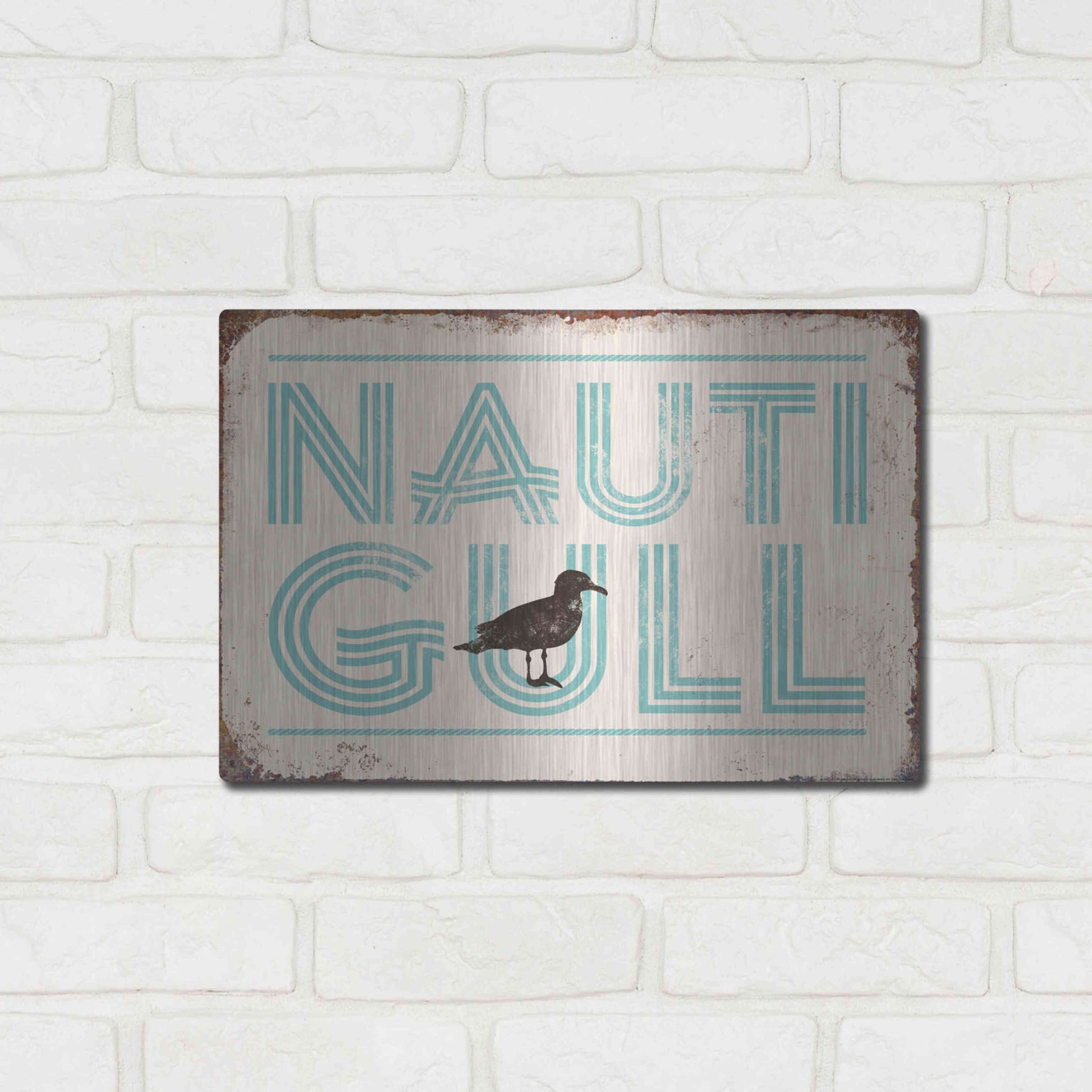 Luxe Metal Art 'Nautigull' by JJ Brando, Metal Wall Art,16x12