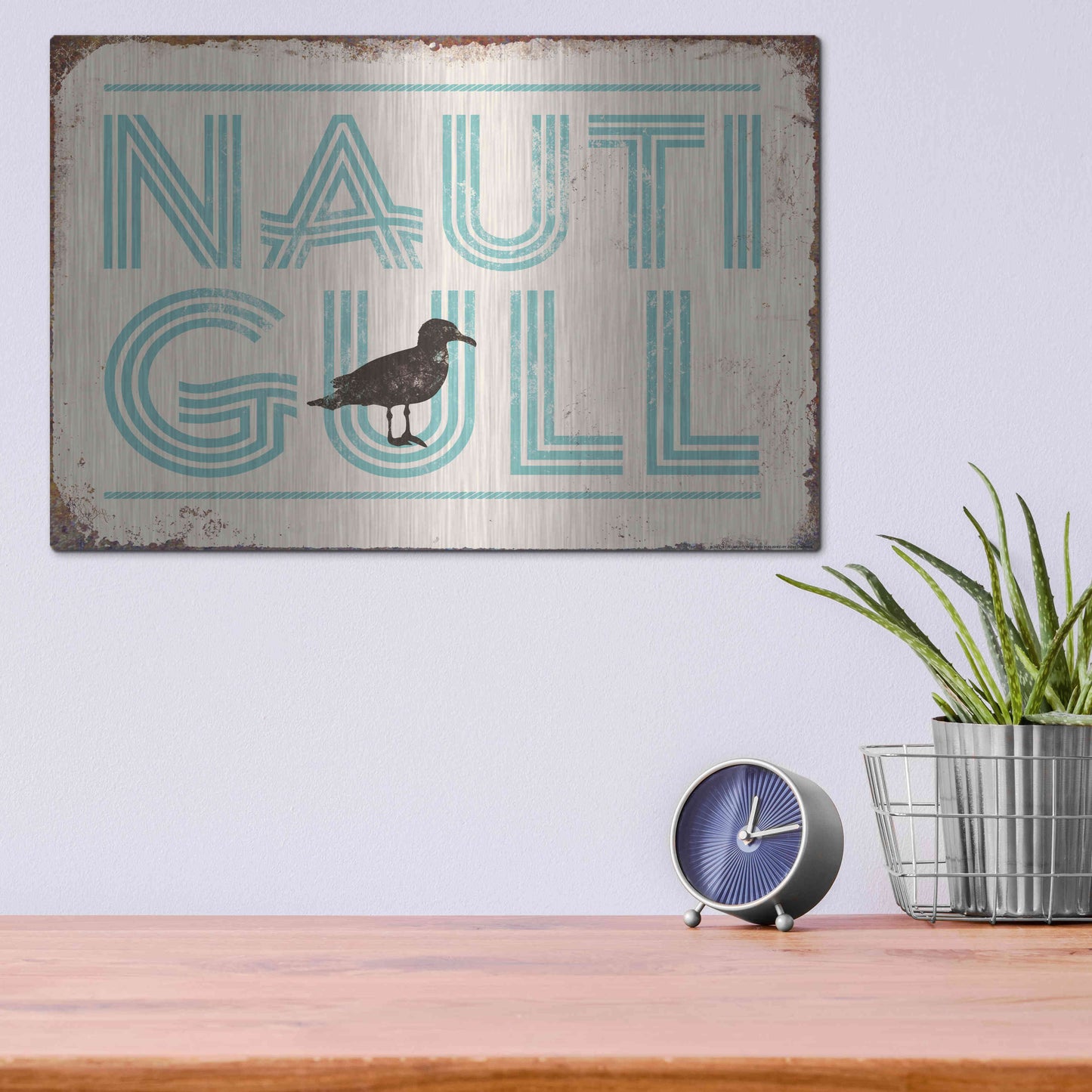 Luxe Metal Art 'Nautigull' by JJ Brando, Metal Wall Art,16x12