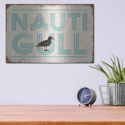 Luxe Metal Art 'Nautigull' by JJ Brando, Metal Wall Art,16x12