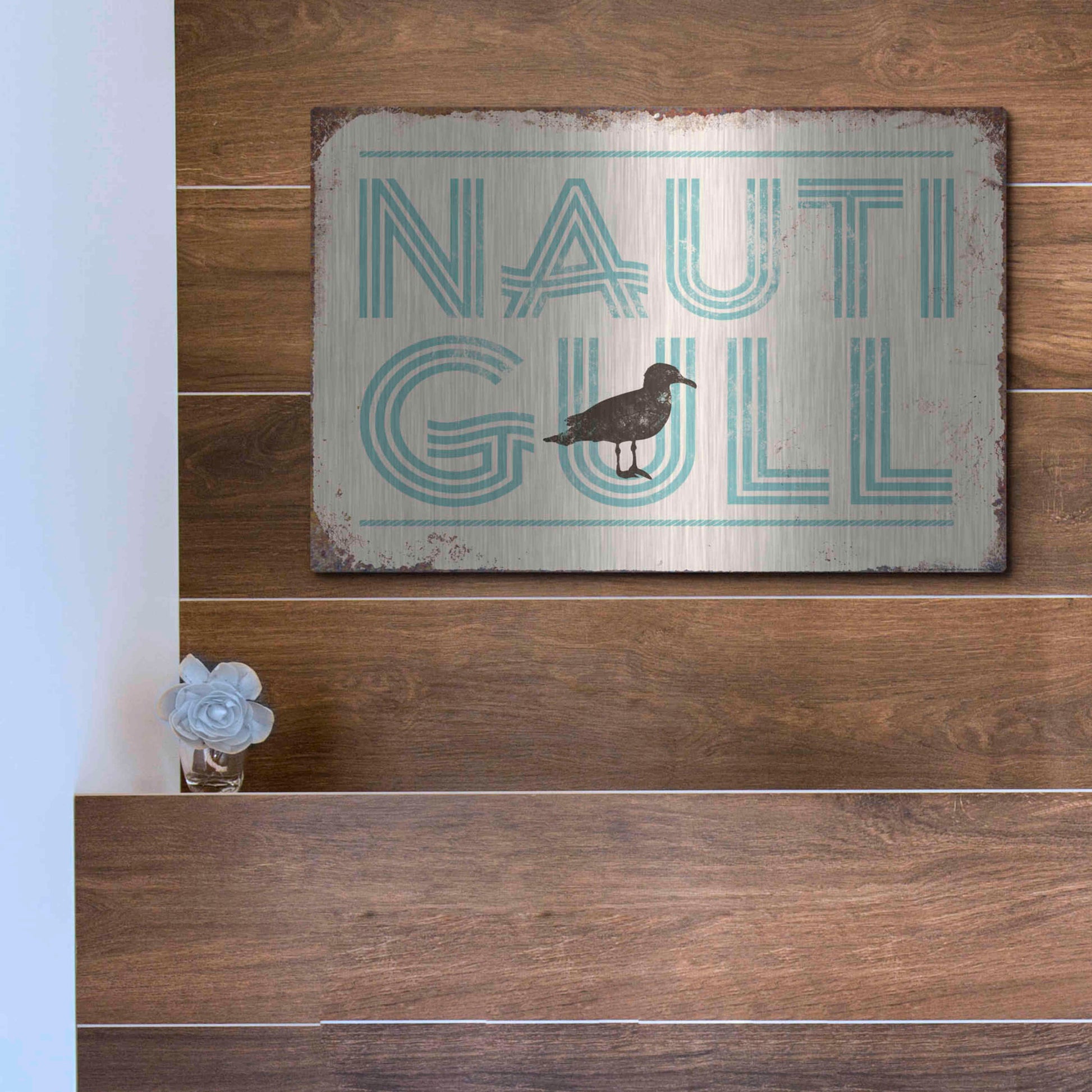 Luxe Metal Art 'Nautigull' by JJ Brando, Metal Wall Art,16x12
