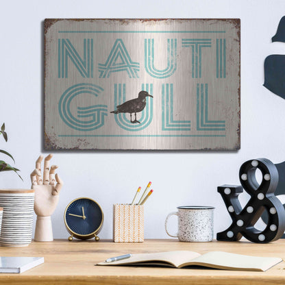 Luxe Metal Art 'Nautigull' by JJ Brando, Metal Wall Art,16x12