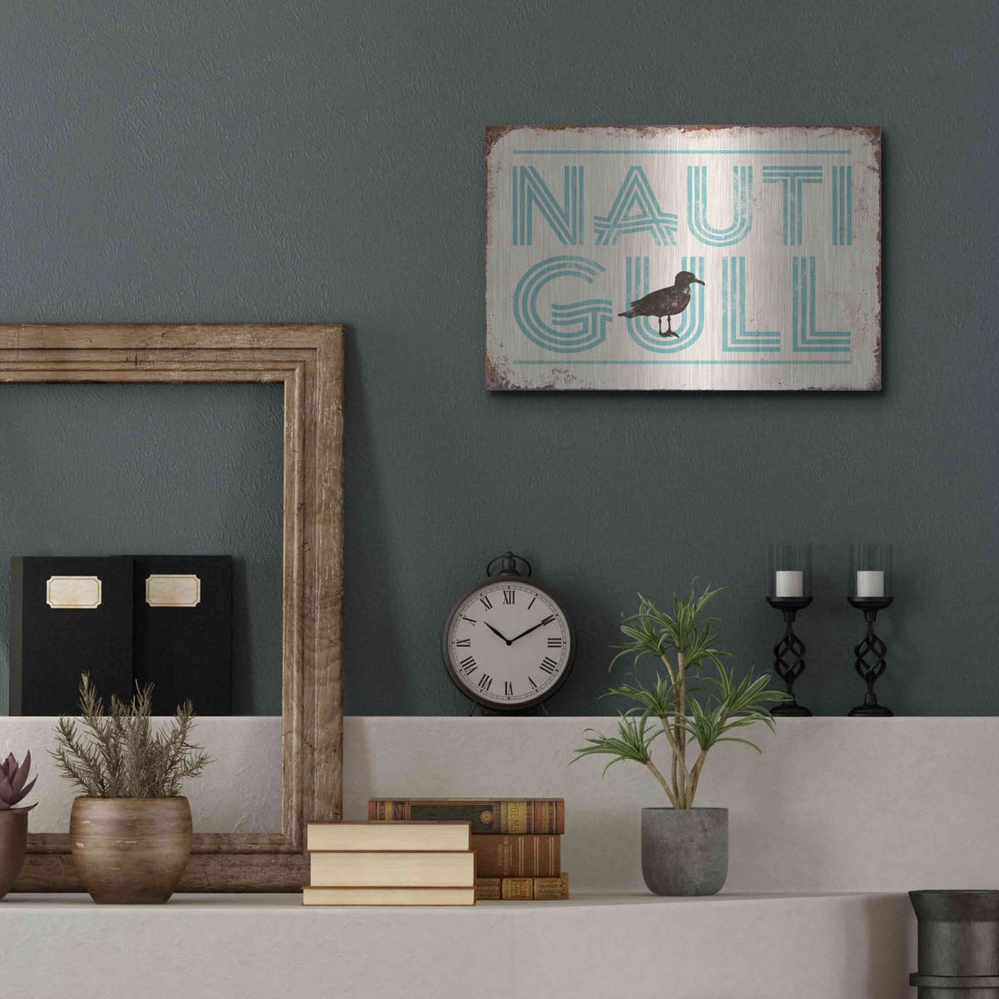 Luxe Metal Art 'Nautigull' by JJ Brando, Metal Wall Art,16x12