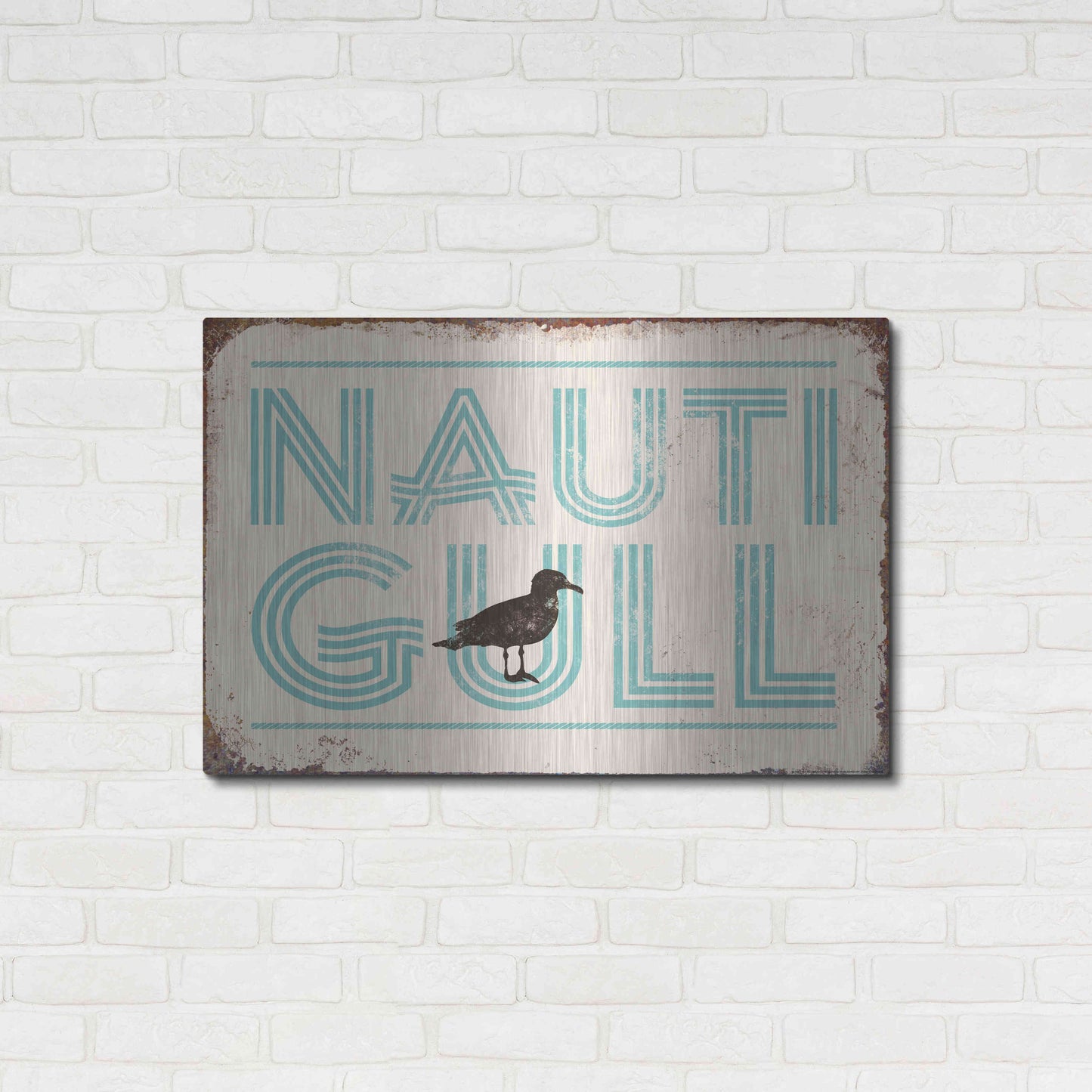 Luxe Metal Art 'Nautigull' by JJ Brando, Metal Wall Art,36x24